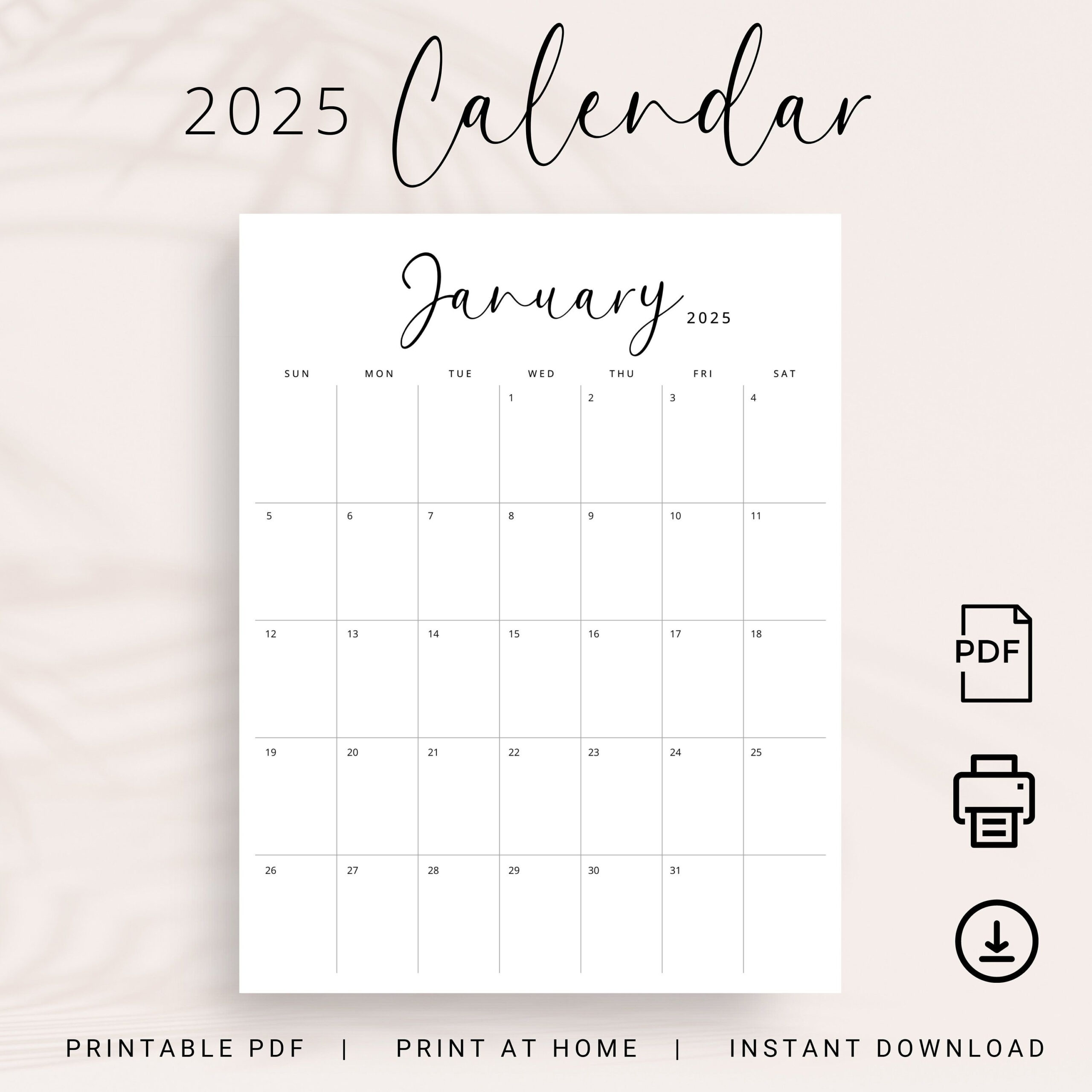 2025 Calendar 2025 Monthly Planner Printable 2025 Vertical Monthly with 2025 Monthly Calendar Vertical Printable Free