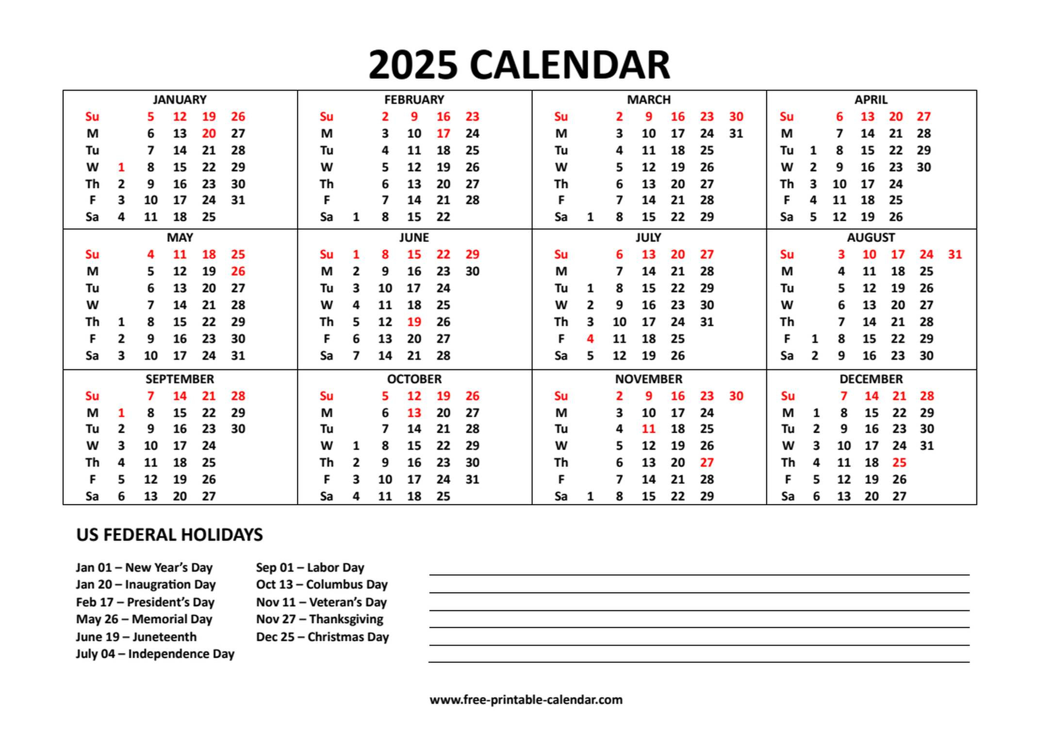 2025 Calendar - Free Printable Calendar intended for Www.free-Printable-Calendar.com 2025