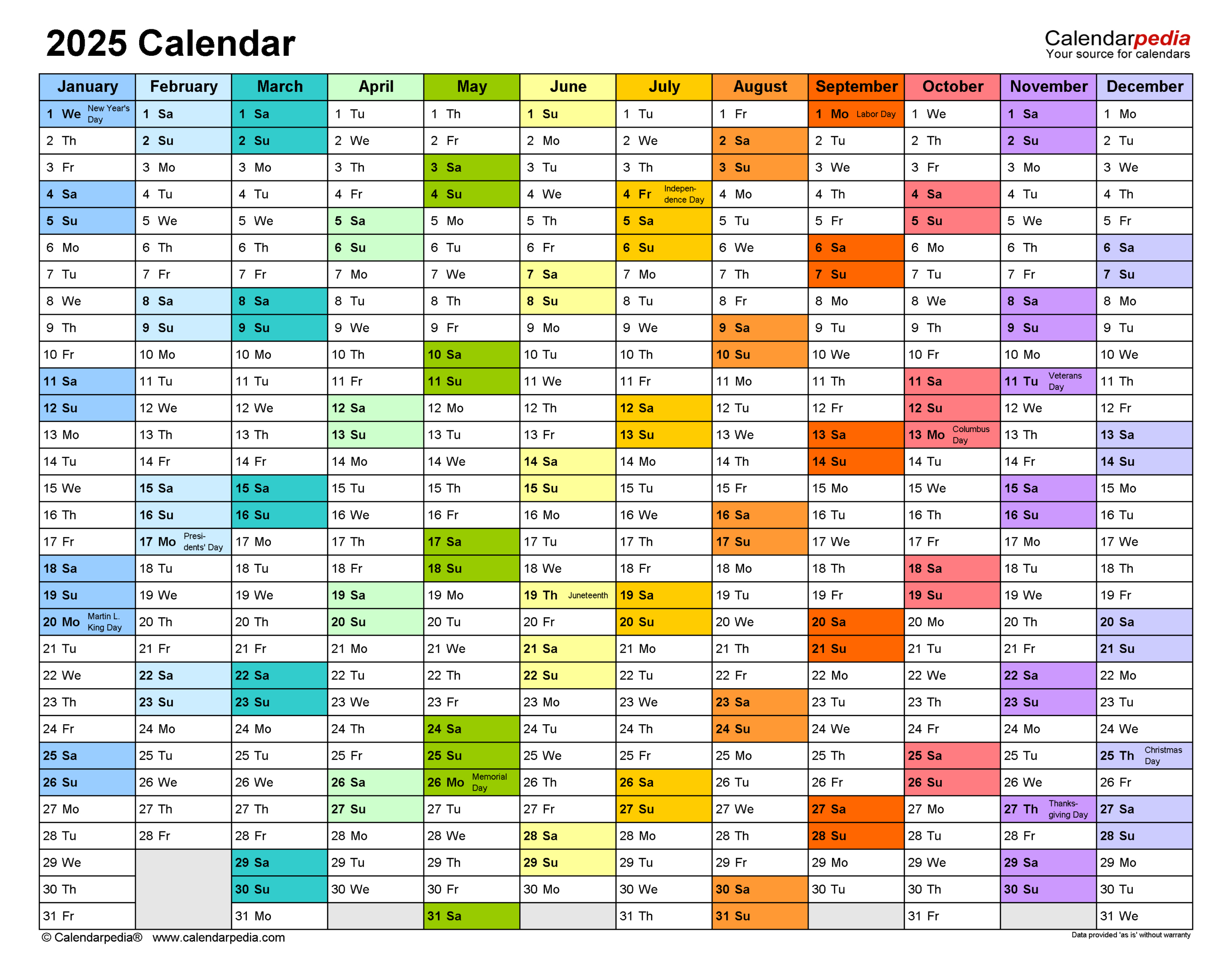 2025 Calendar - Free Printable Pdf Templates - Calendarpedia with 2025 Calendar Printable Calendarpedia