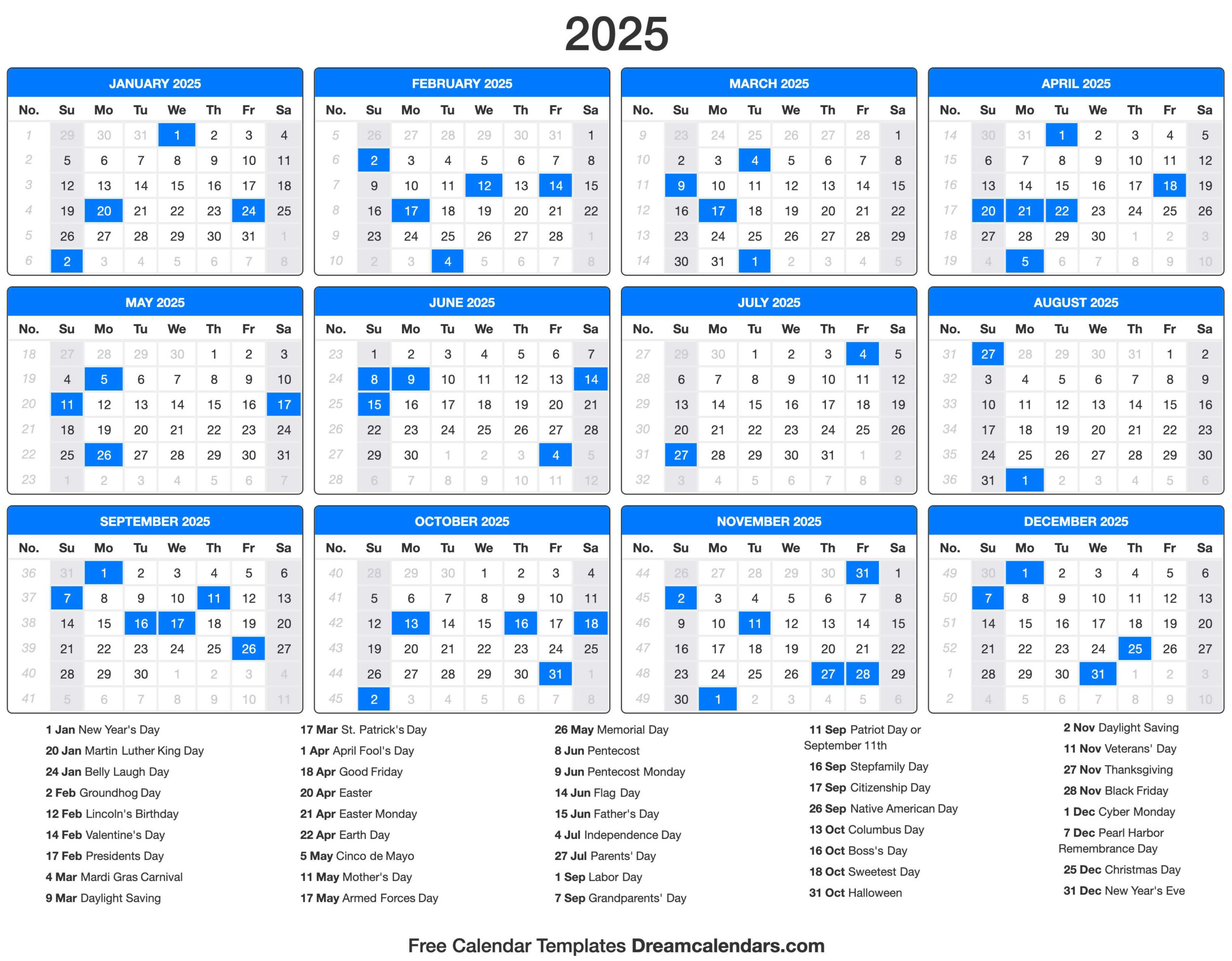 2025 Calendar intended for 2025 Printable Yearly Calendar With Holidays