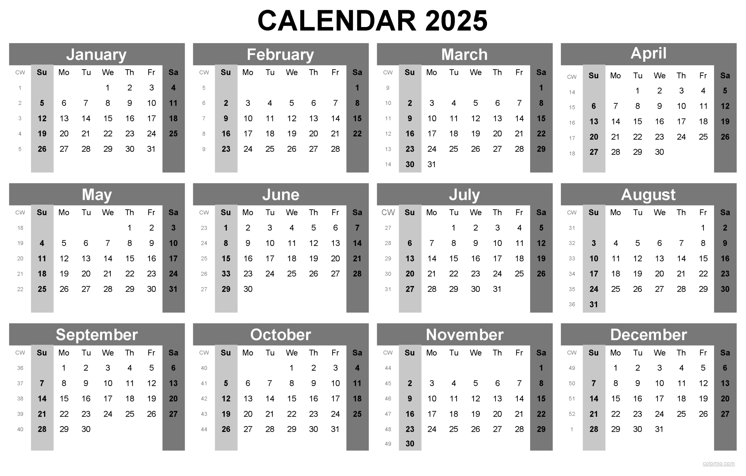 2025 Calendar Printable, ✓ Pdf, Excel And Image File - Free for 2025 Horizontal Calendar Printable