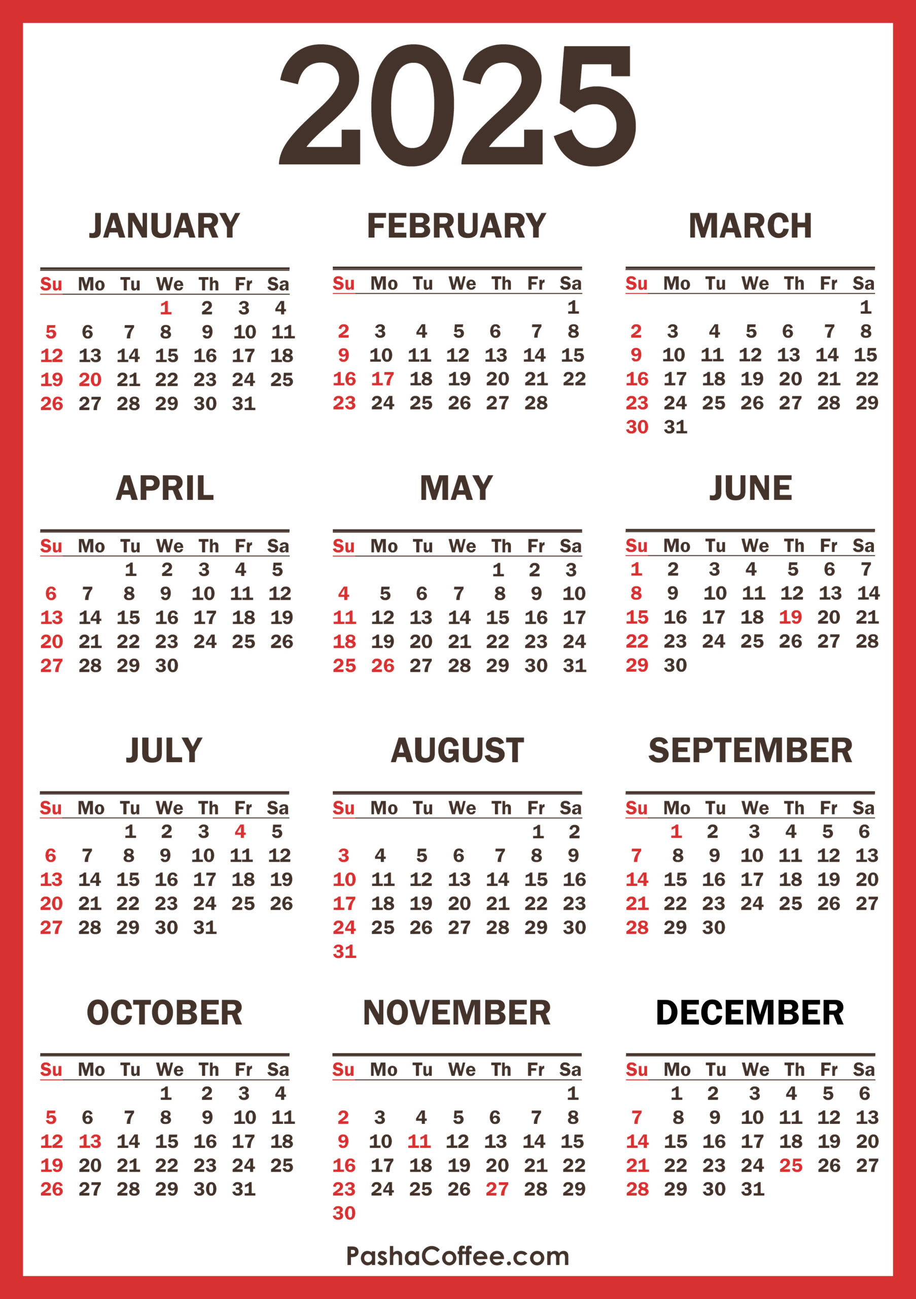 2025 Calendar With Holidays – Pashacoffee intended for Free Printable 2025 Calendar With Holidays