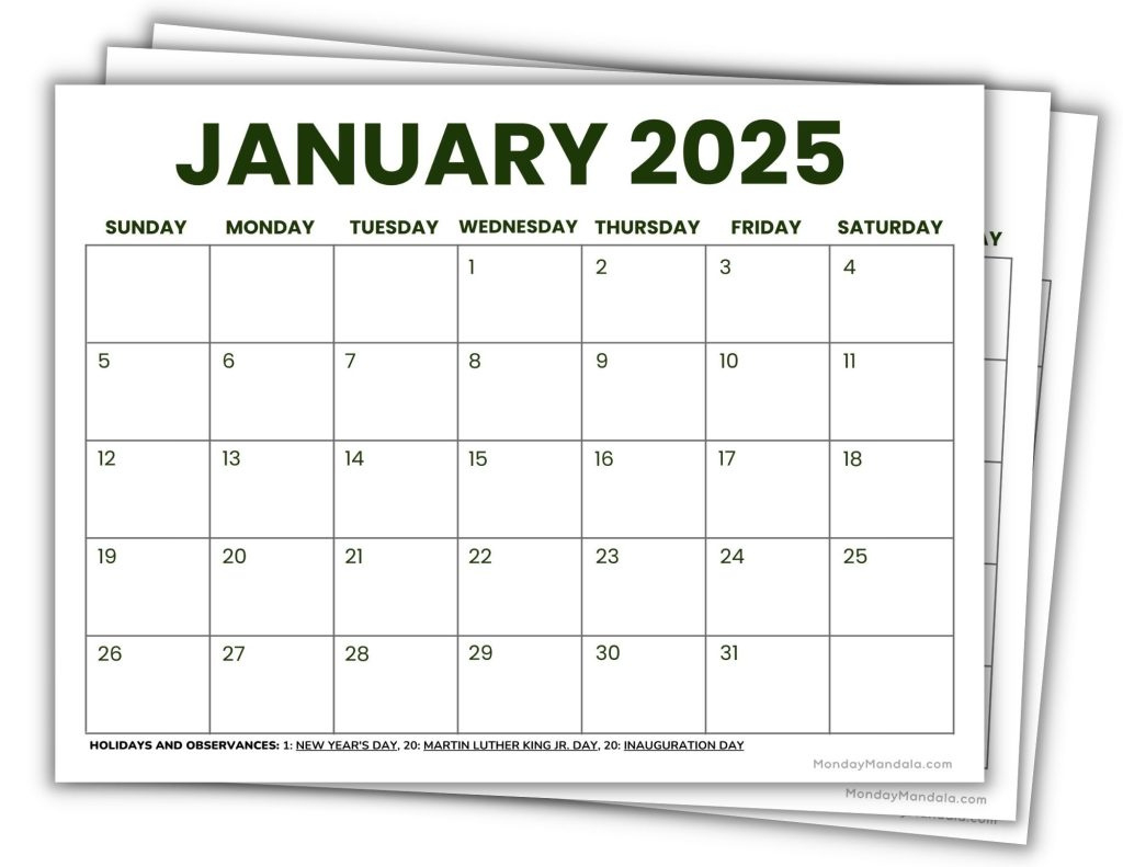 2025 Printable Calendars (56 Free Pdf Printables) for Free Printable 2025 Calendar Printable Free Download