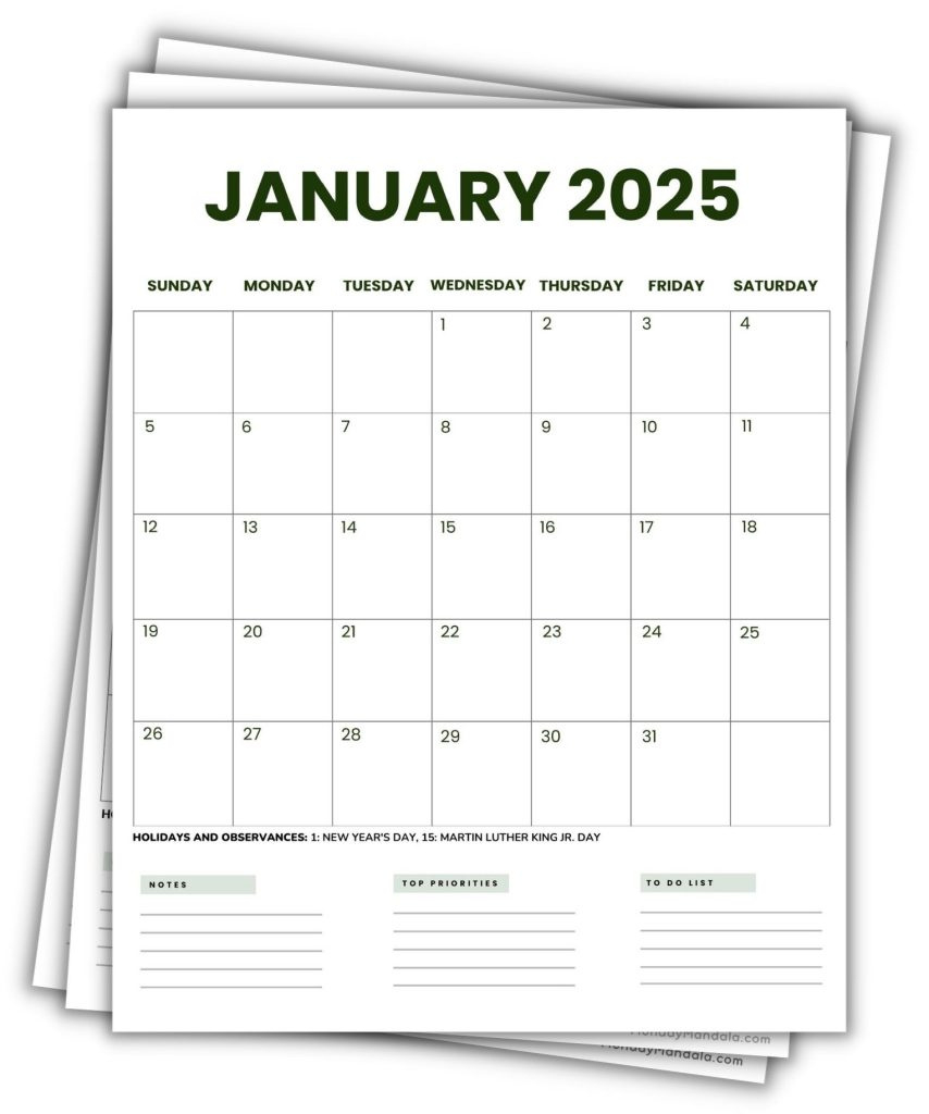 2025 Printable Calendars (56 Free Pdf Printables) in 2025 Printable Calendar Portrait