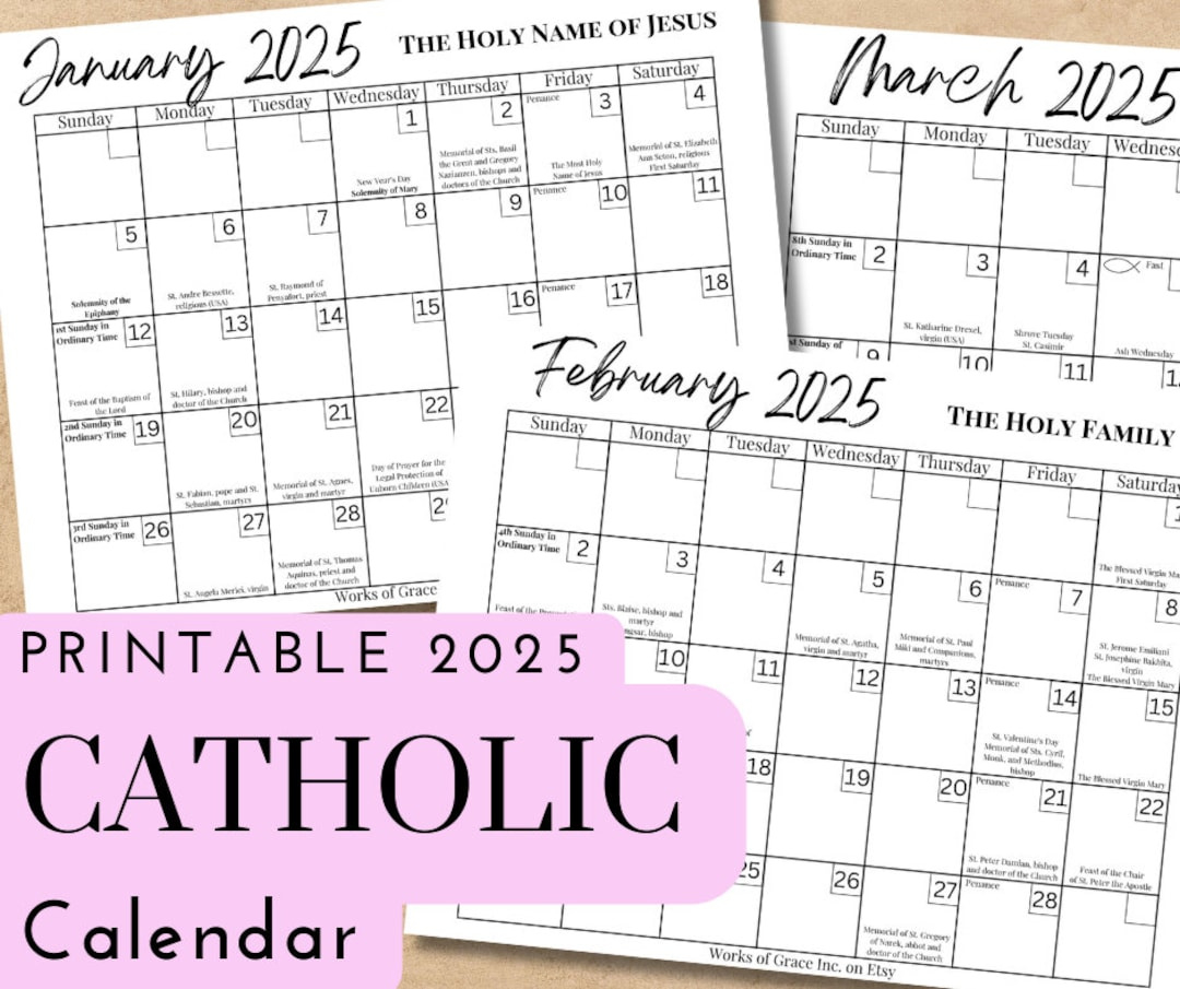 2025 Printable Catholic Monthly Calendar Liturgical Calendar With intended for Liturgical Calendar 2025 Printable