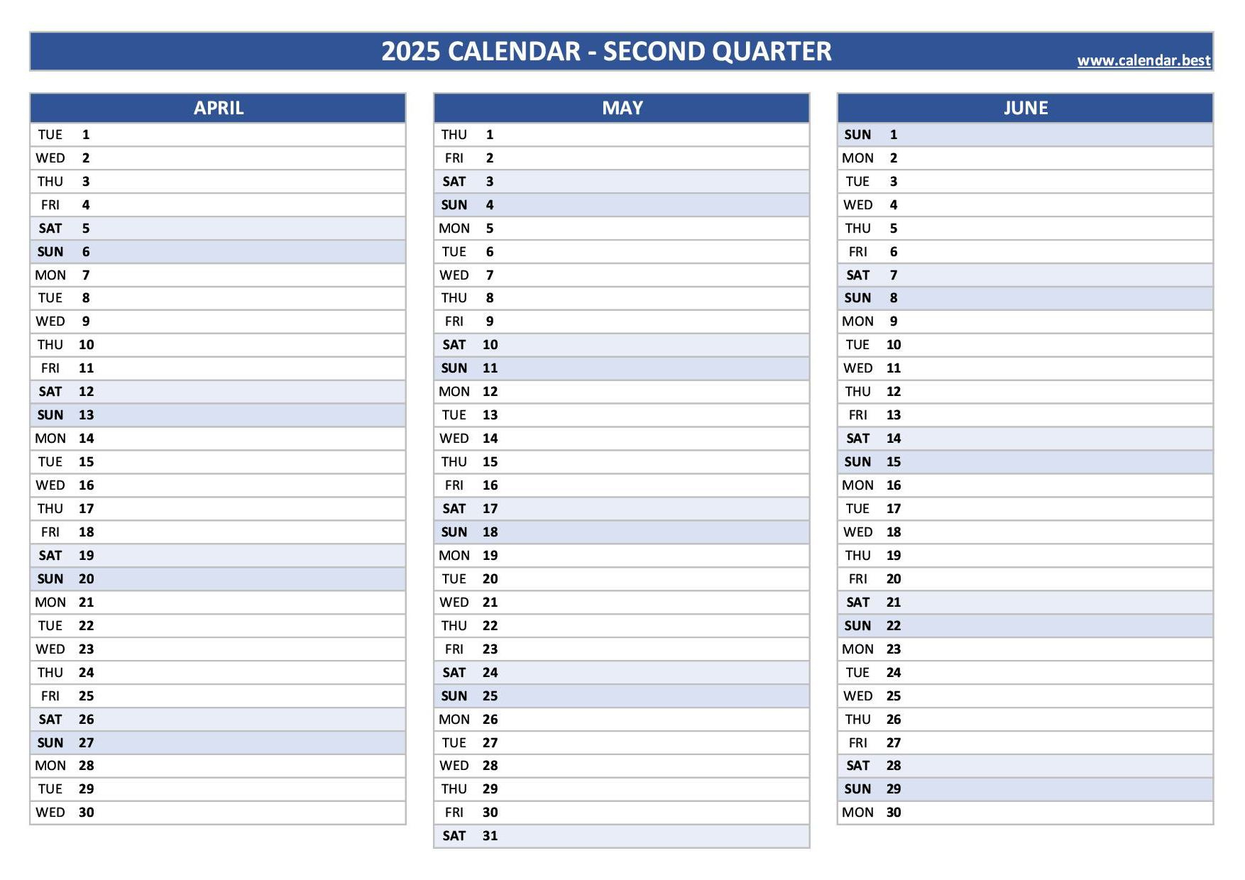 2025 Quarterly Calendar To Print for Free Printable Quarterly Calendar 2025