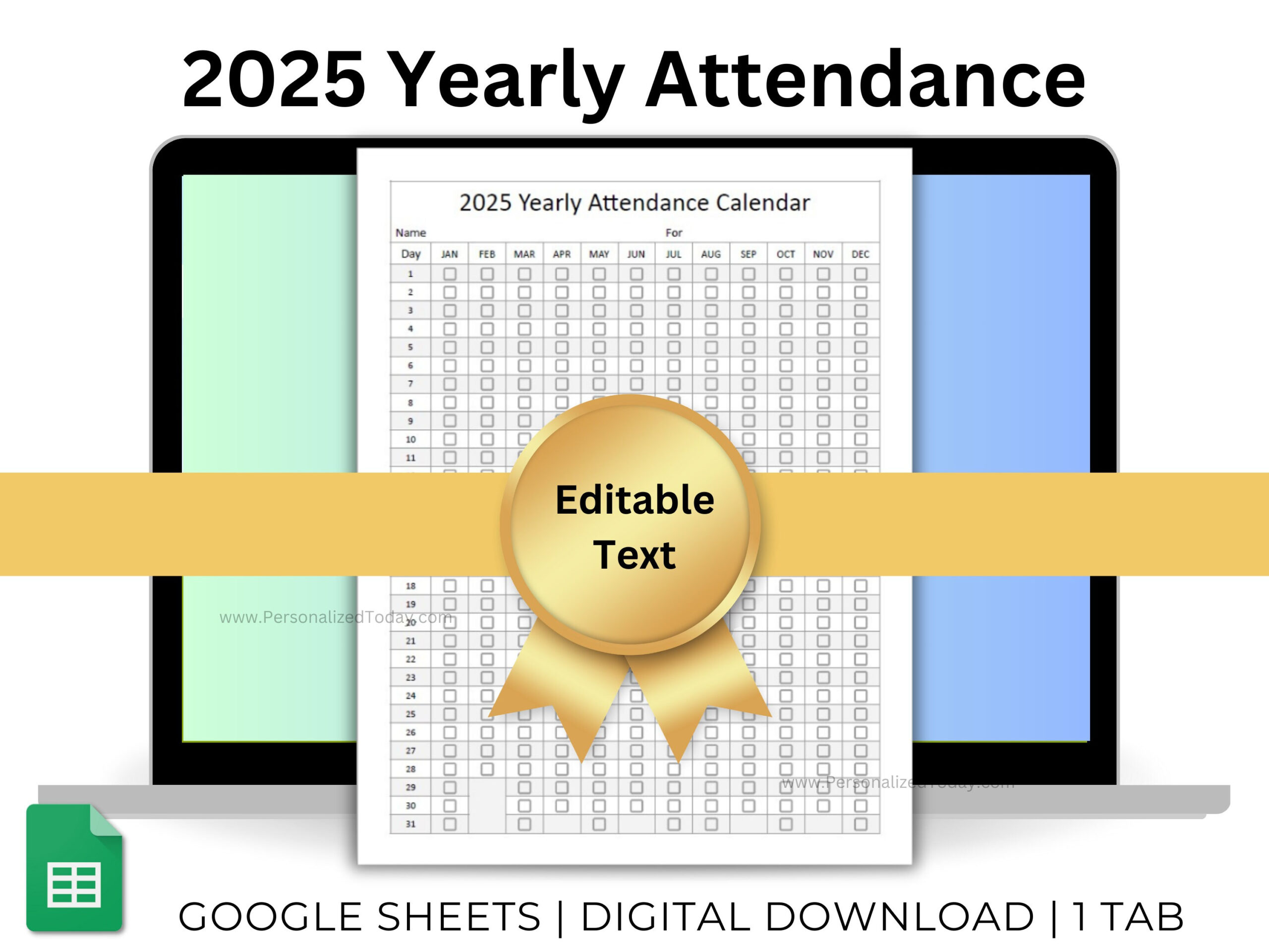 2025 Yearly Employee Attendance Tracker Spreadsheet Staff pertaining to Employee Attendance Calendar 2025 Printable