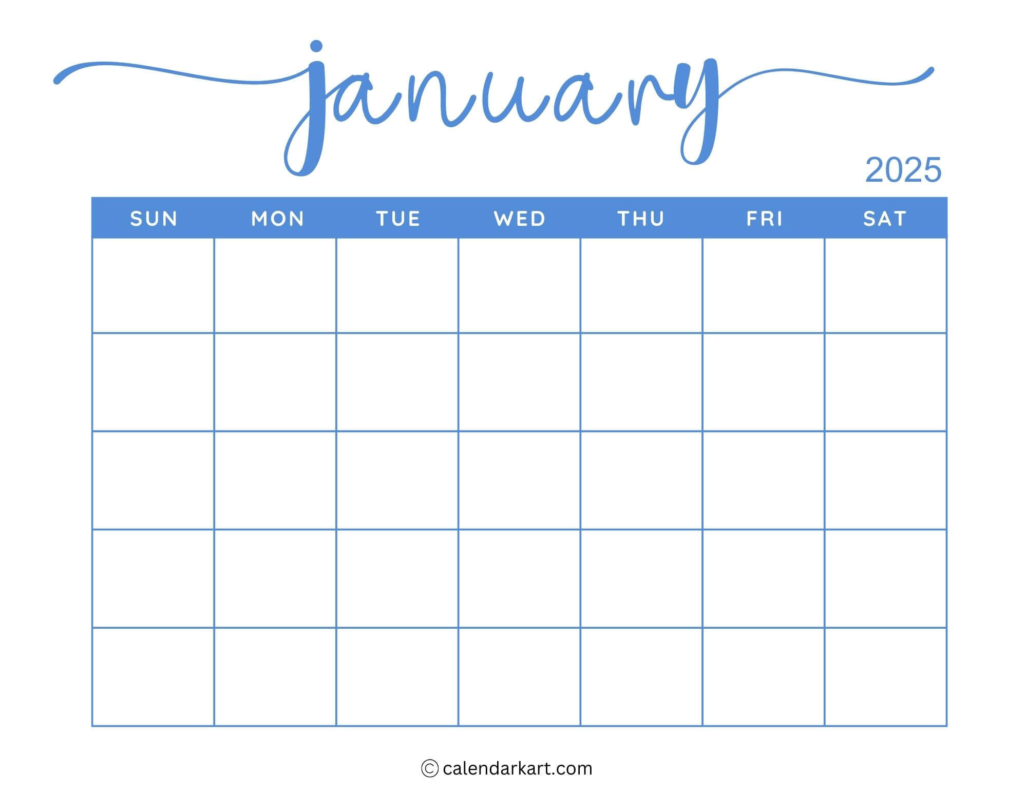 40+ Printable January 2025 Calendars | Free Pdf - Calendarkart for 2025 January Calendar Printable