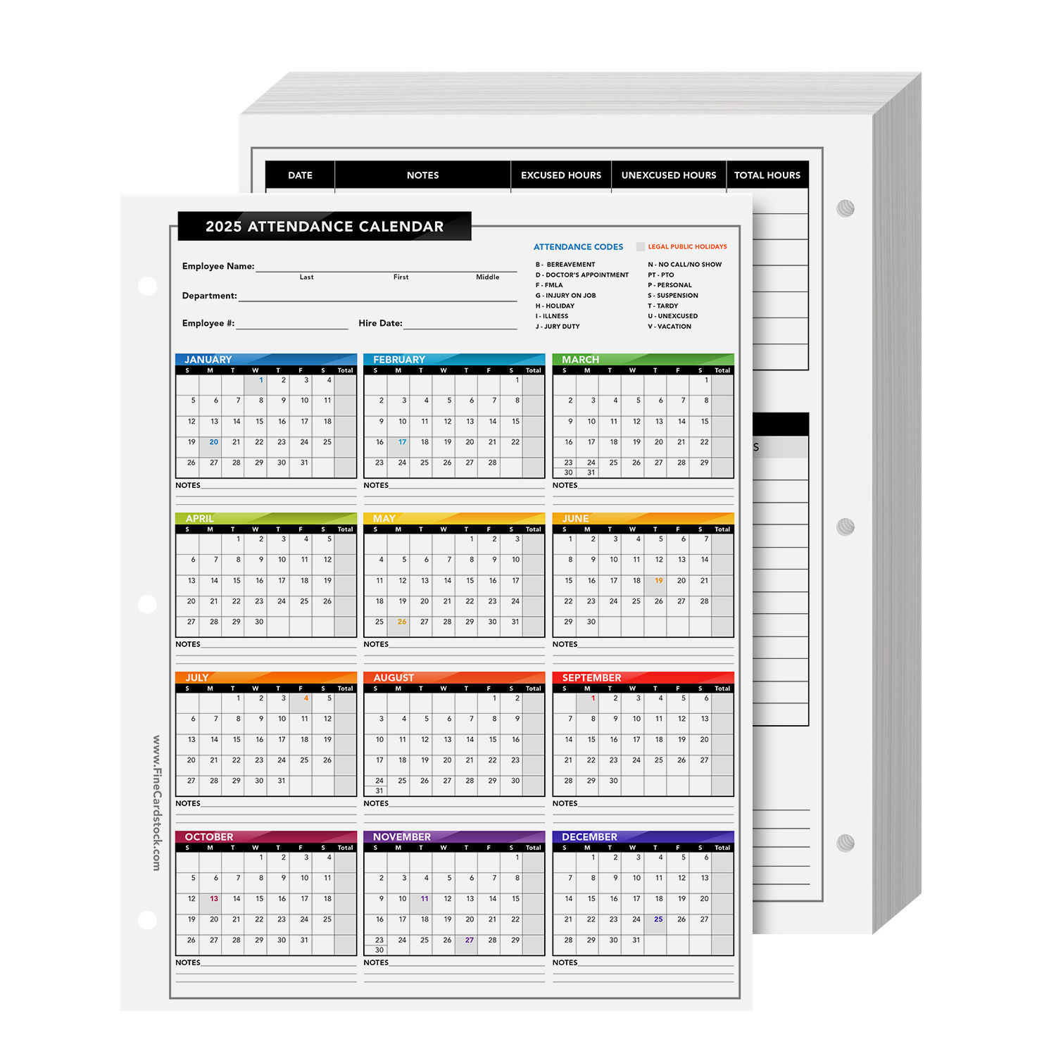 Attendance Calendar Year Of 2025 - Bulk And Wholesale - Fine Cardstock inside Free Printable Employee Attendance Calendar 2025