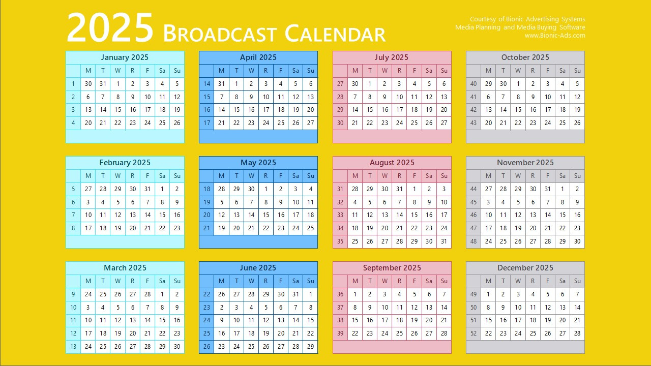 Broadcast Calendar 2025 – Free Downloads – Customizable with 2025 Broadcast Calendar Printable