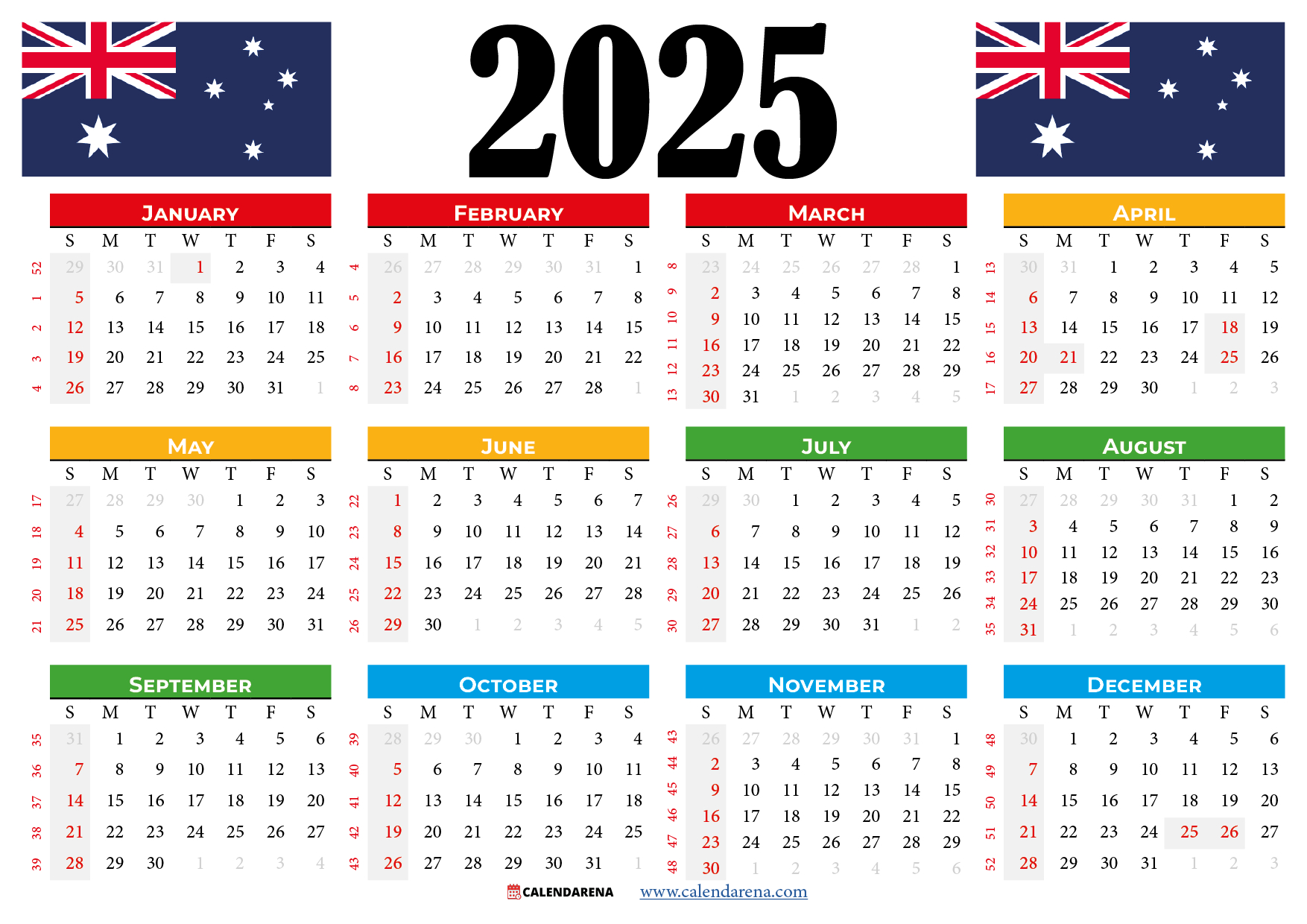 Calendar 2025 Australia With Holidays And Festivals in Calendar 2025 Australia Printable