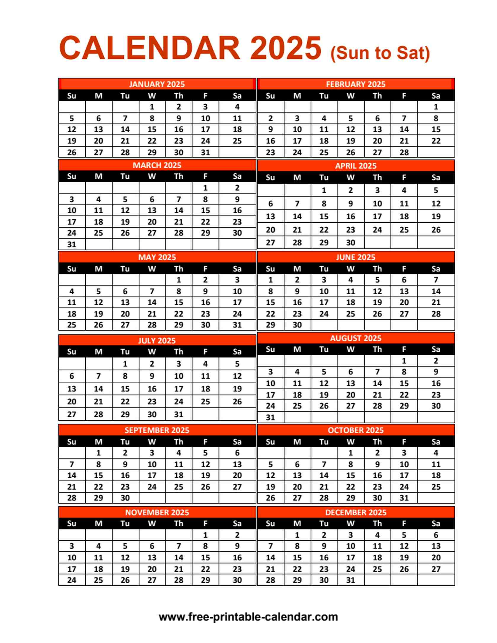 Calendar 2025 - Free Printable Calendar regarding Www.free-Printable-Calendar.com 2025