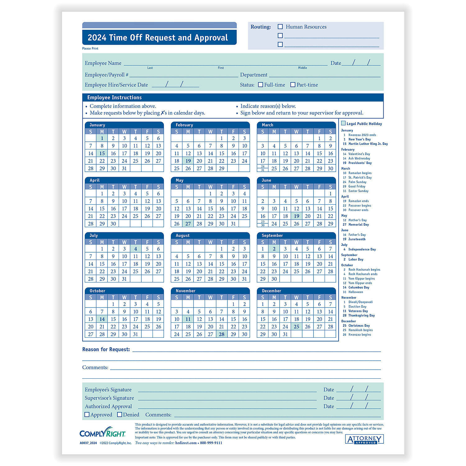 Complyright 2025 Time Off Request And Approval Calendar (Pack with regard to Complyright Attendance Calendar 2025