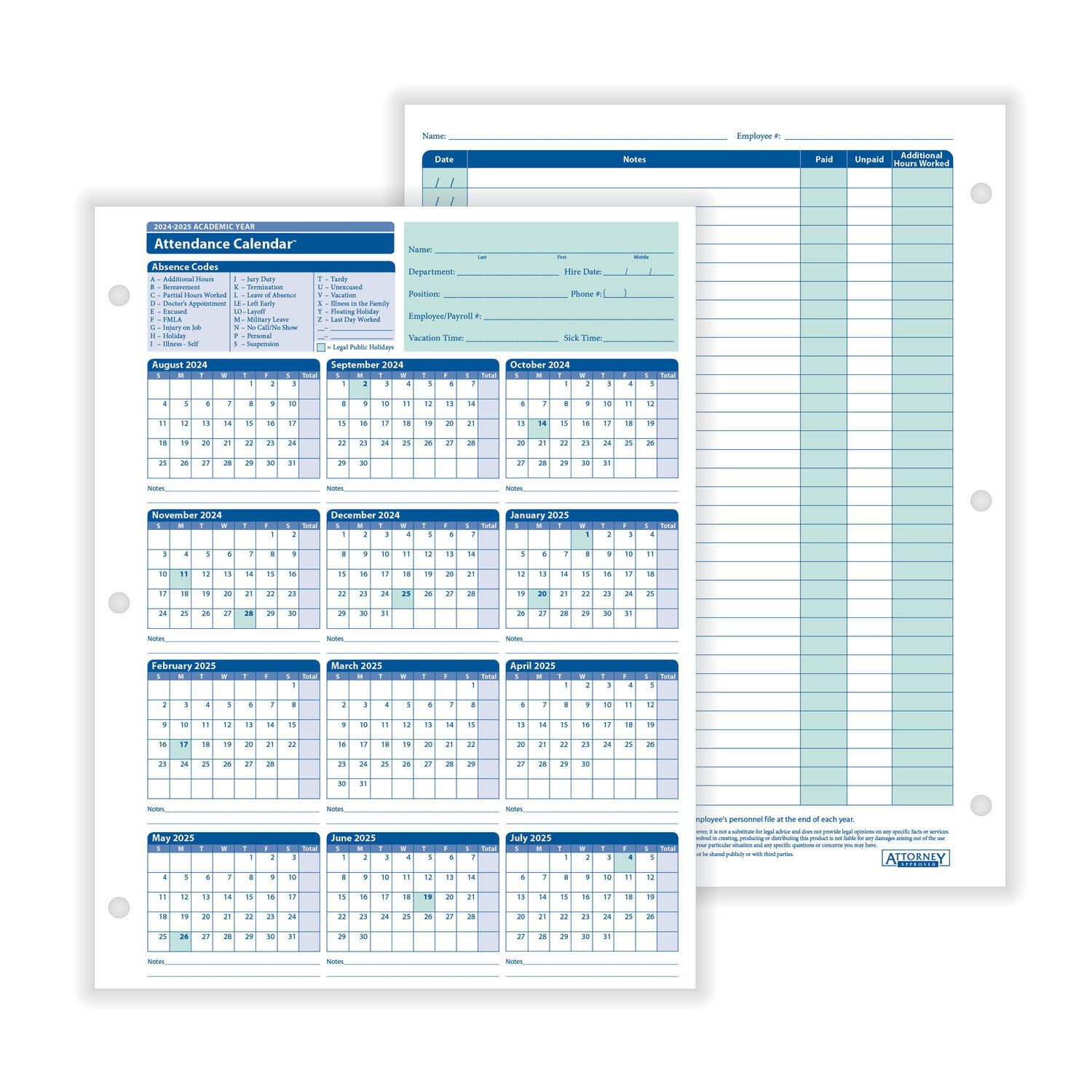 Complyrightdealer | 2024-2025 Academic Year Employee Attendance for 2025 Attendance Calendar Printable Free