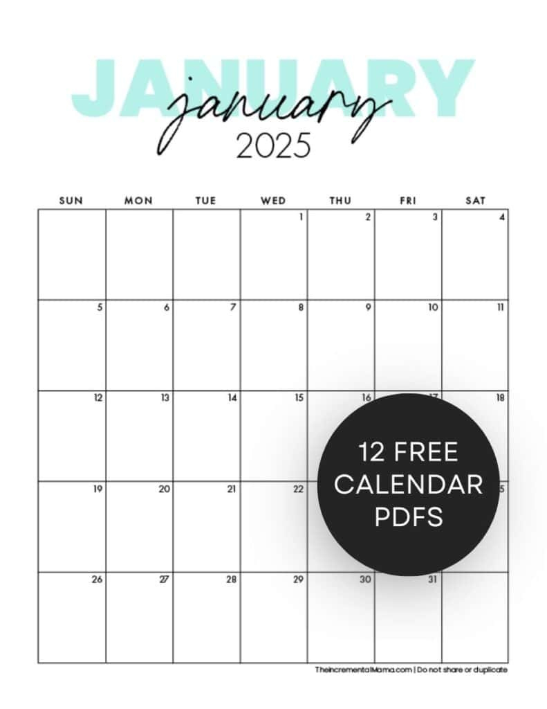 Cute 2025 Monthly Calendar Free Printable throughout Printable Monthly Calendar 2025