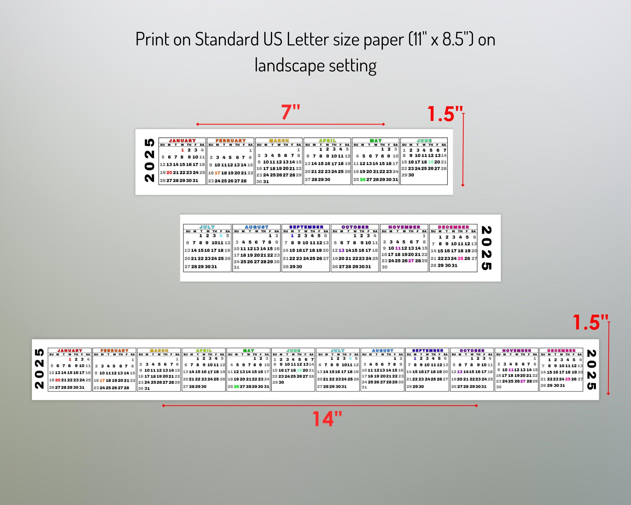 Desktop Calendar Strip, 2025 Mini Calendar, Printable Keyboard with regard to Strip Calendar 2025 Printable