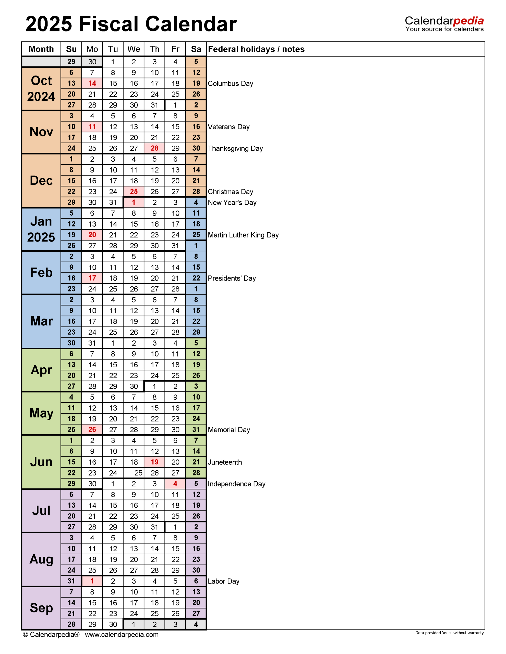 Fiscal Calendars 2025 - Free Printable Word Templates throughout Fiscal Year 2025 Calendar Printable