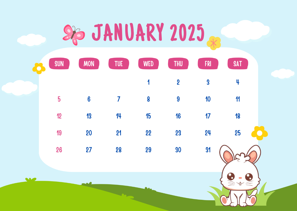 Free Cute January 2025 Calendar Template - Edit Online &amp;amp; Download within Printable Cute January Free January 2025 Calendar Cute