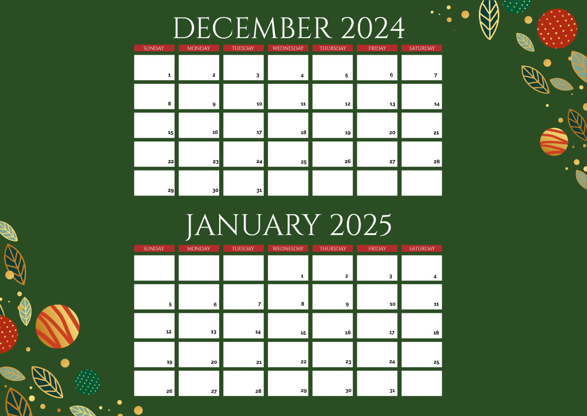 Free December January Calendar 2024-2025 Template - Edit Online pertaining to December Calendar 2024 And January 2025 Free Printable