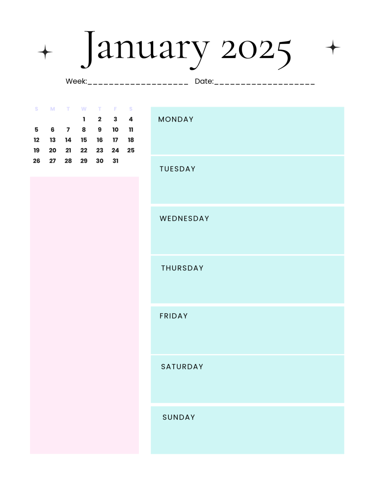 Free January 2025 Weekly Planner Template - Edit Online &amp;amp; Download intended for January 2025 Weekly Planner Printable