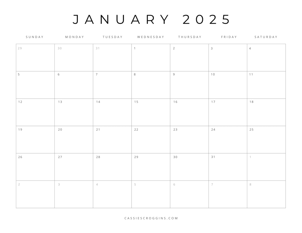 Free Printable 2025 Blank Calendar Templates (All 12 Months) intended for December Calendar 2025 And January 2025 Free Printable