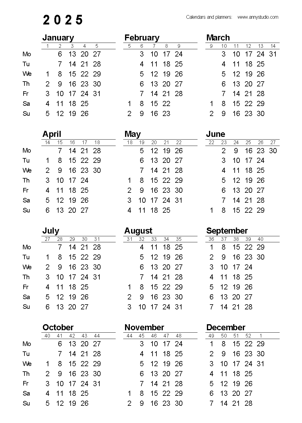 Free Printable Calendars And Planners 2025, 2026 And 2027 for Free Printable Calendar 2025 Portrait