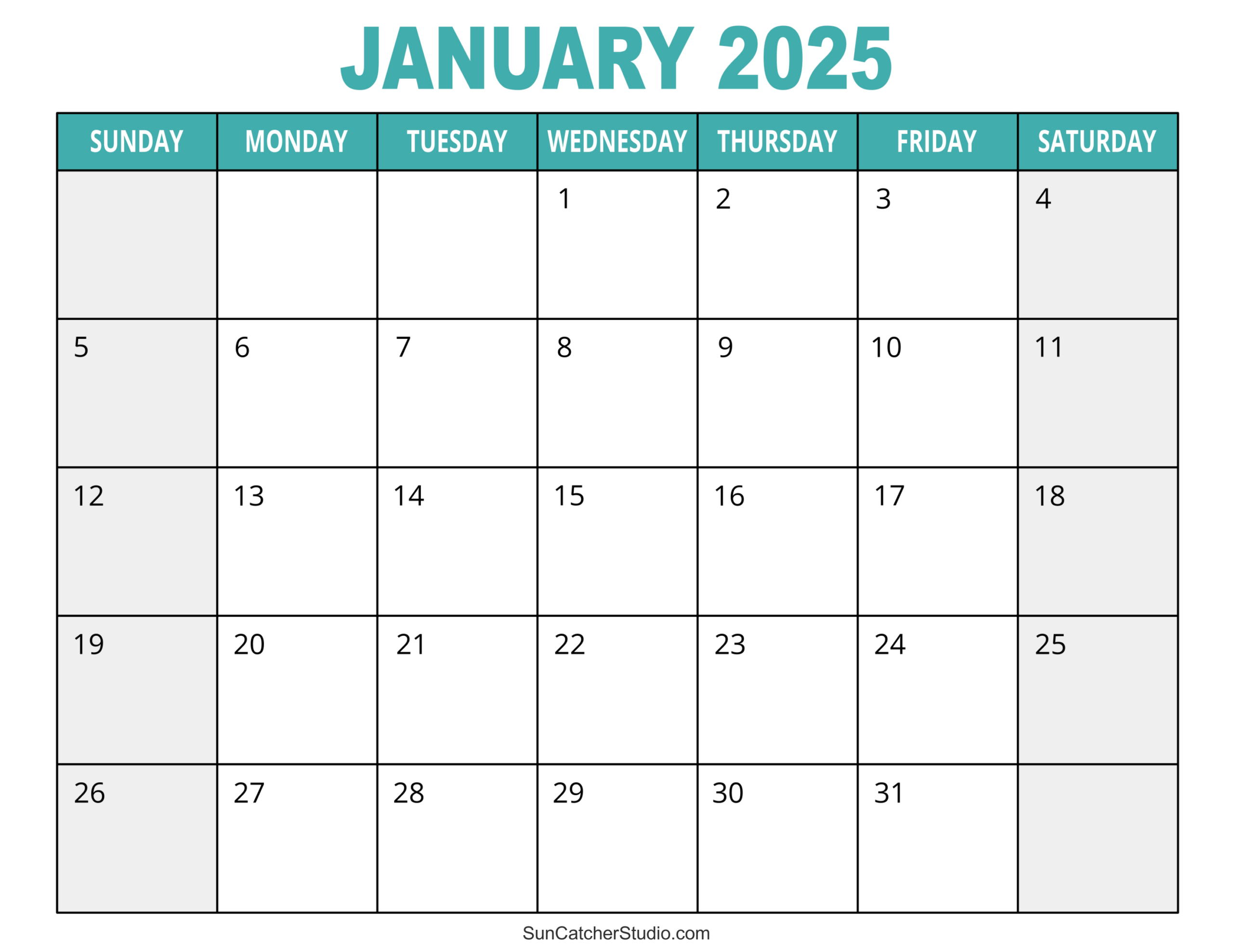 January 2025 Calendar (Free Printable) – Diy Projects, Patterns for Printable Monthly Calendar 2025