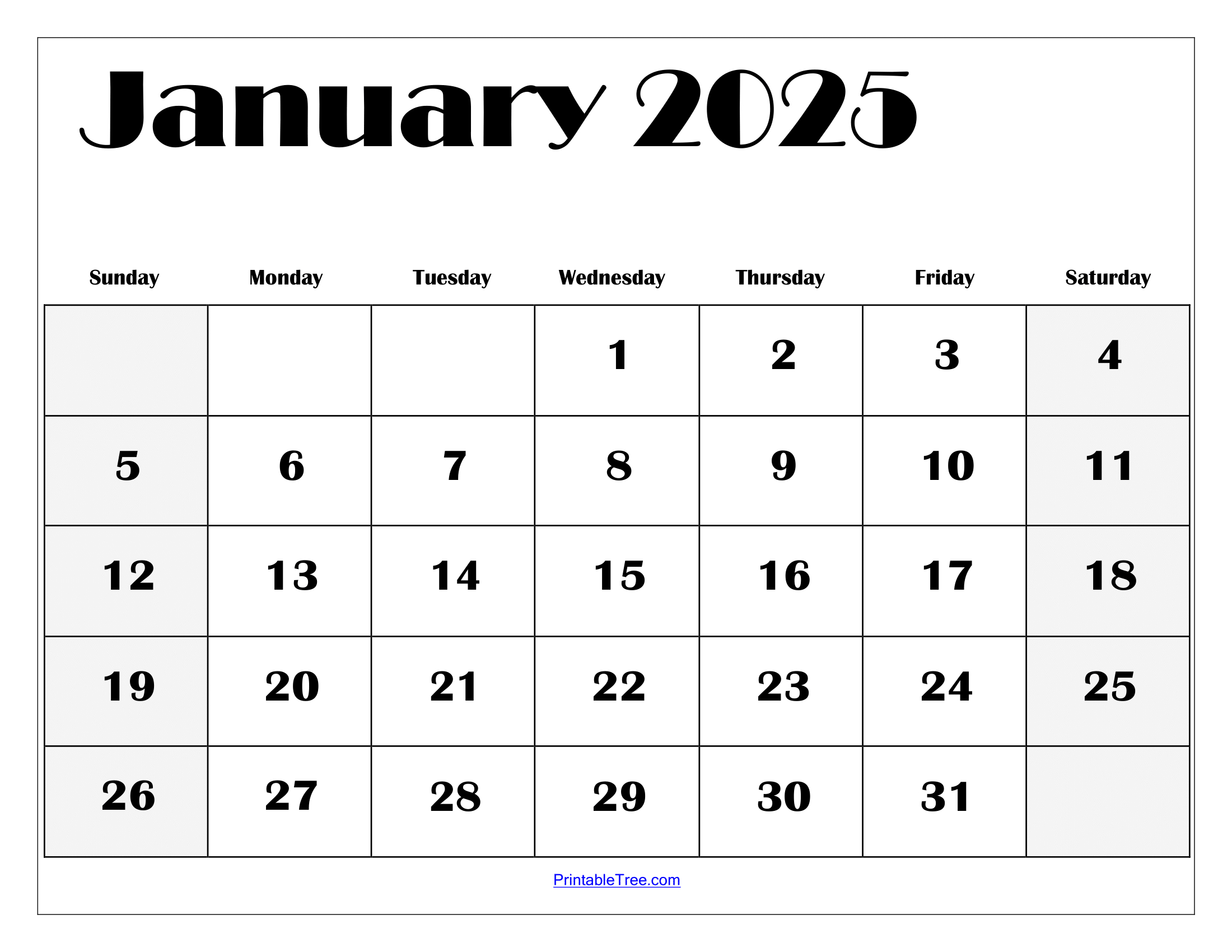 January 2025 Calendar Printable Pdf Template With Holidays in January 2025 Free Printable