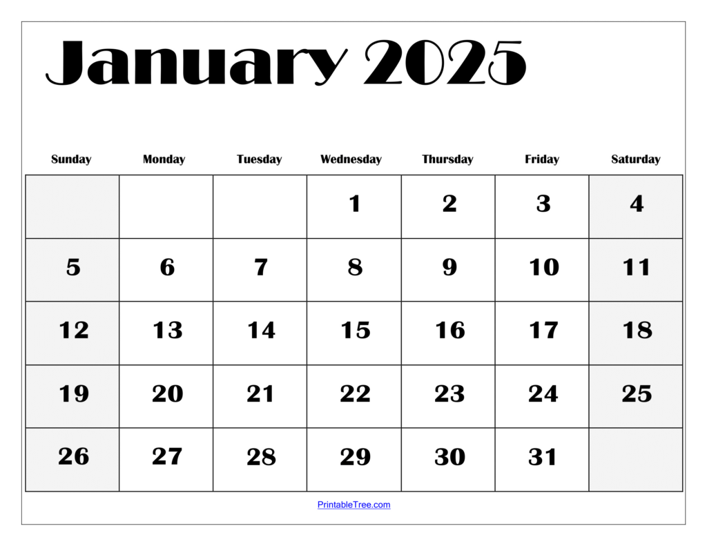 January 2025 Daily Calendar Printable Printable Calendar