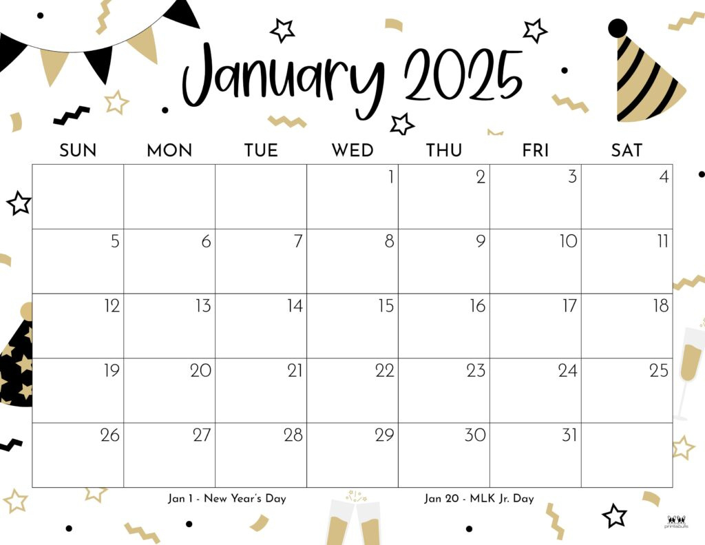 January 2025 Calendars - 107 Free Printables | Printabulls for 2025 January Calendar Printable