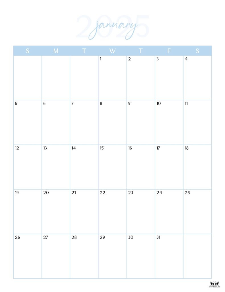 January 2025 Calendars - 107 Free Printables | Printabulls for Free Printable Calendars January 2025