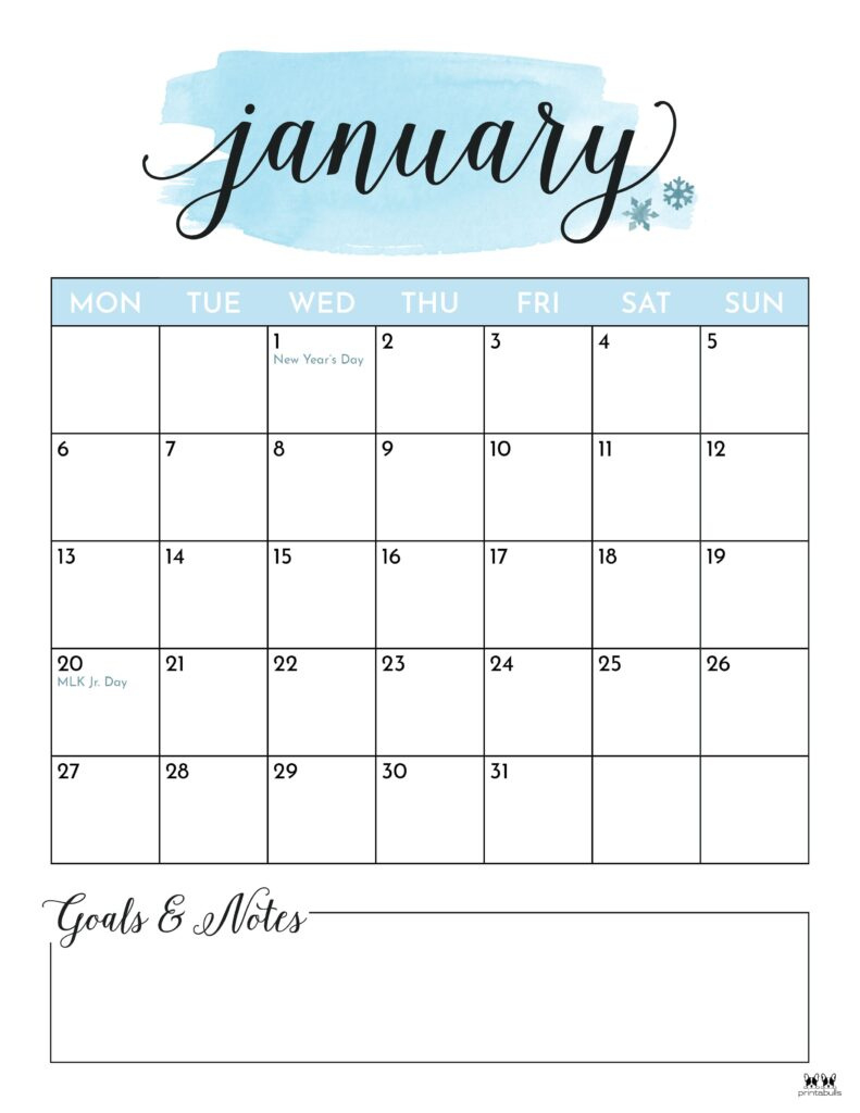 January 2025 Calendars - 107 Free Printables | Printabulls pertaining to Cute January 2025 Calendar Printable