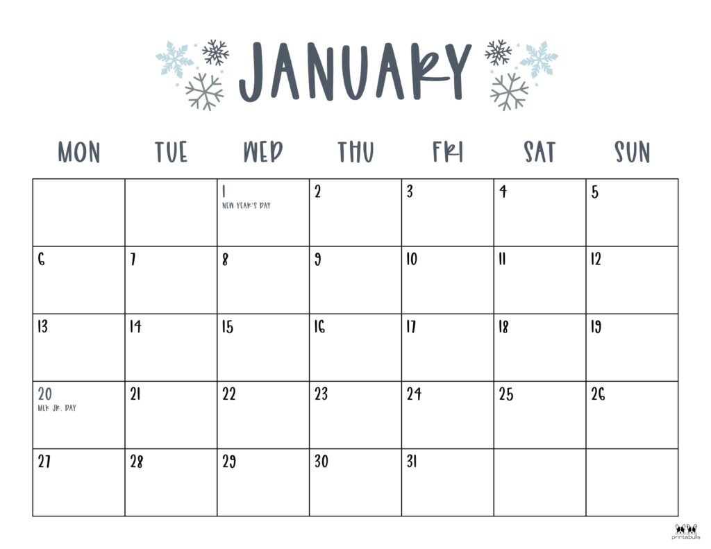 January 2025 Calendars - 107 Free Printables | Printabulls pertaining to Cute Printable January 2025 Calendar