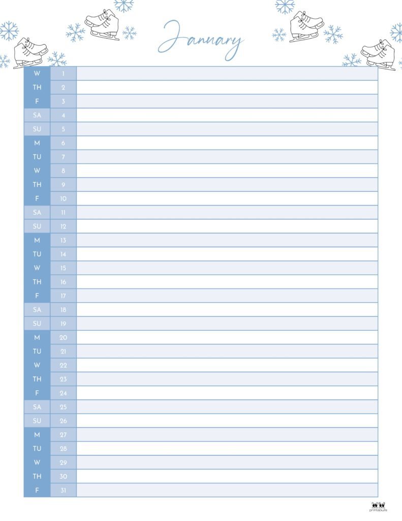 January 2025 Calendars - 107 Free Printables | Printabulls pertaining to January 2025 Daily Calendar Printable