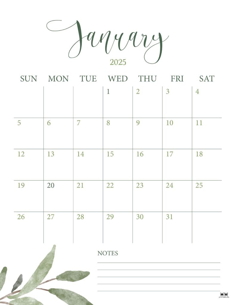 January 2025 Calendars - 107 Free Printables | Printabulls with January 2025 Monthly Calendar Printable