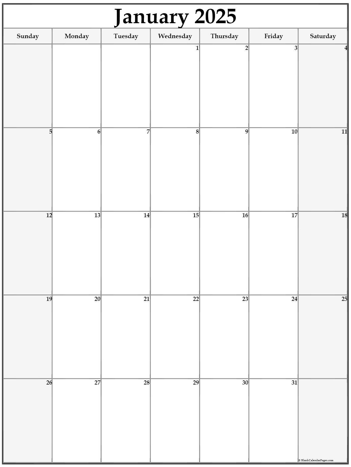 January 2025 Vertical Calendar | Portrait regarding Free Printable Calendar 2025 Portrait