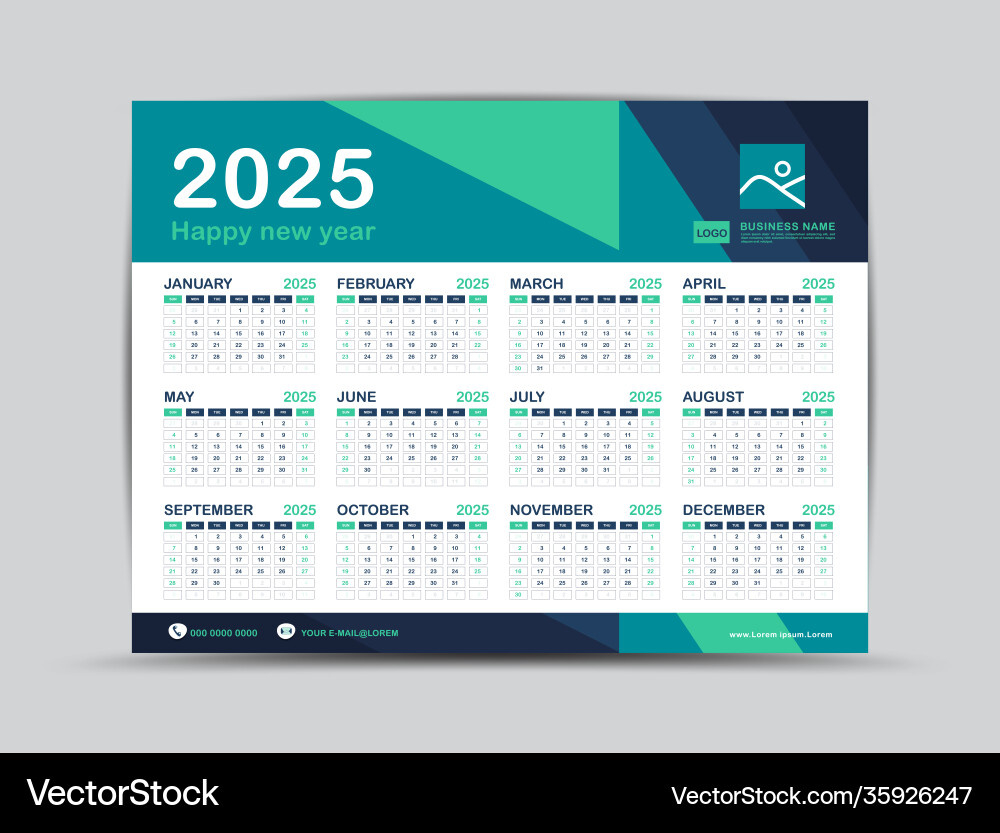 Kalender 2025 Vorlage Schreibtisch Design Vektorbild pertaining to Desk Calendar 2025 Printable