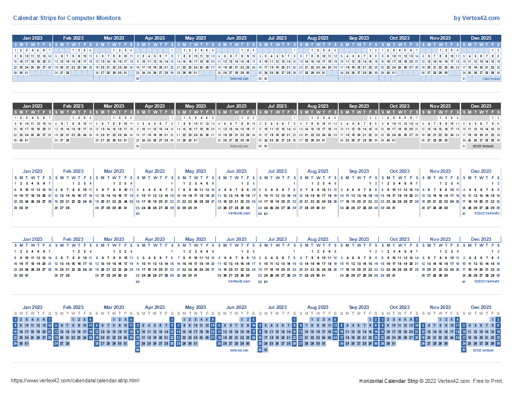 Monitor Calendar Strip Template for Strip Calendar 2025 Printable