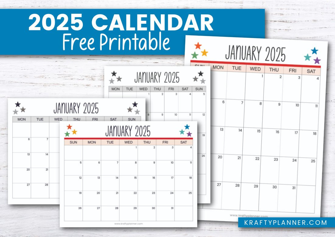 Printable 2025 Calendar To Plan Your Year — Krafty Planner with 2025 Calendar Planner Printable