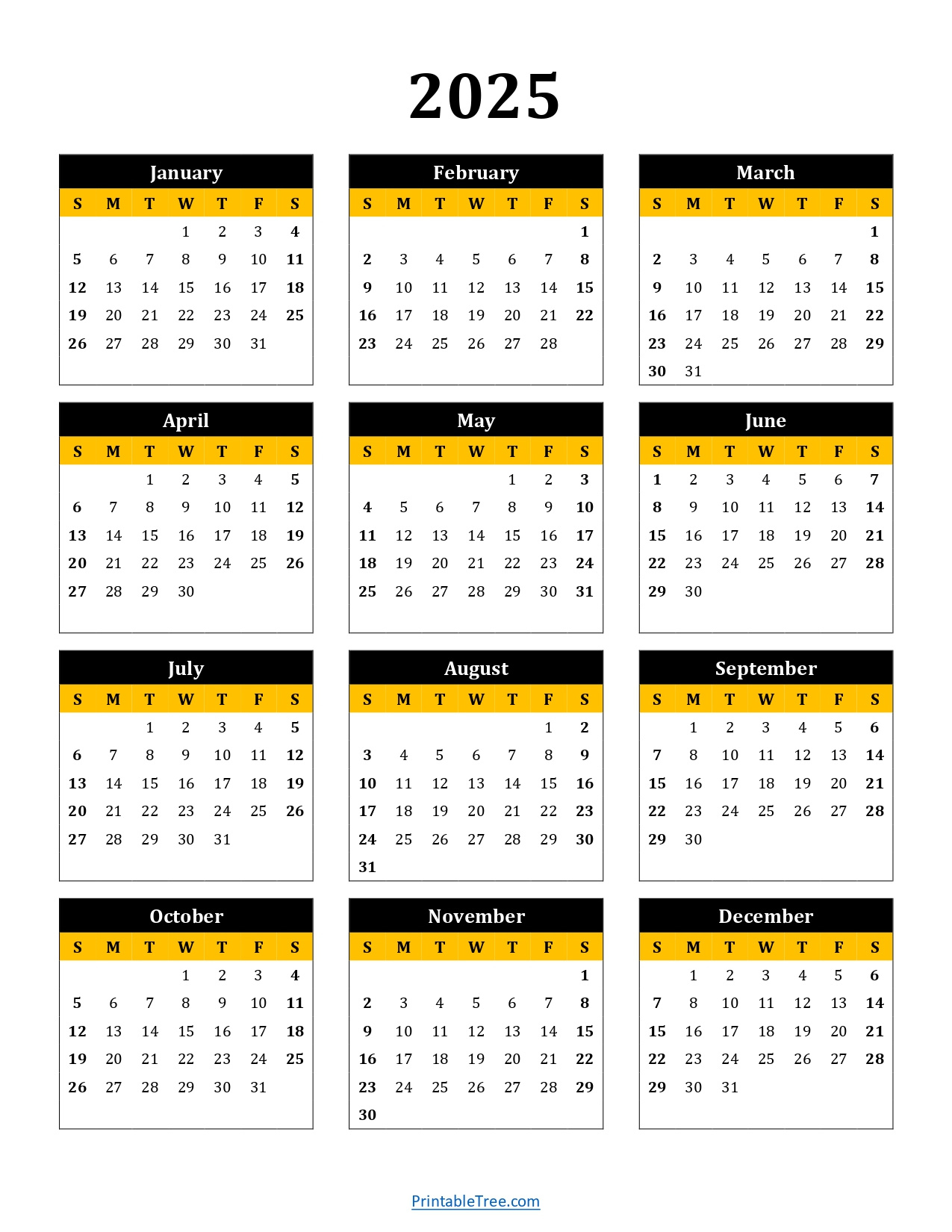 Printable Calendar 2025 One Page With Holidays (Single Page) 2025 intended for 2025 Calendar Printable Portrait