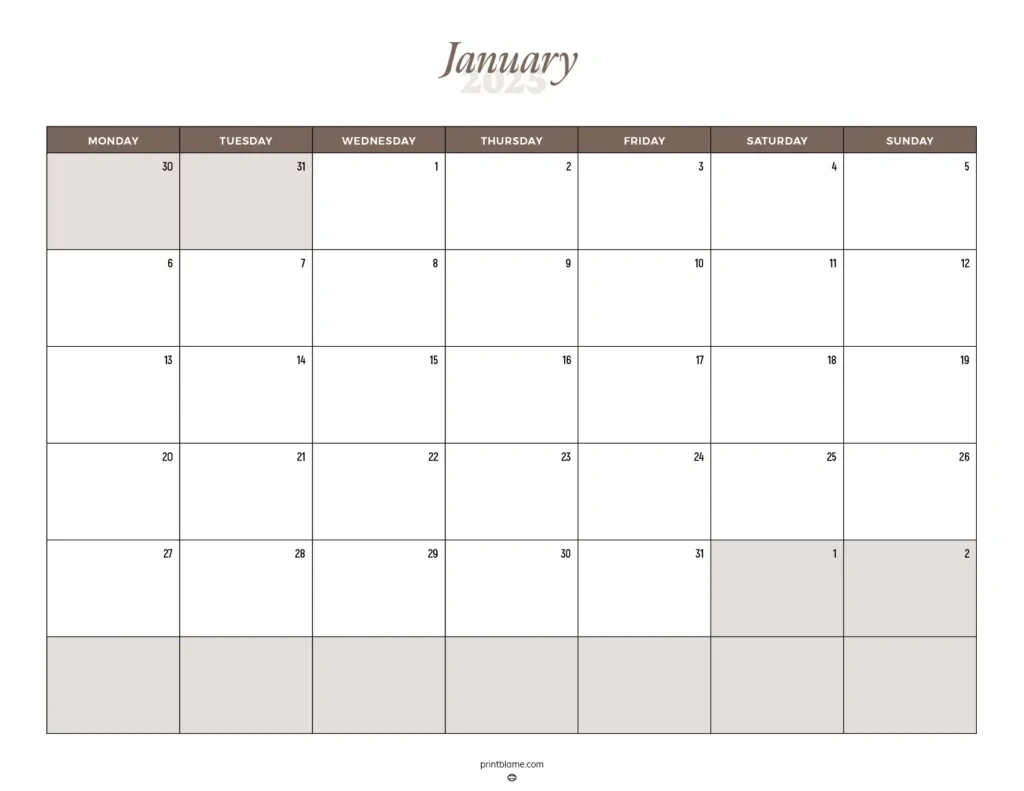 Printable January 2025 Calendars | Free Pdf Downloads inside Printable January 2025 Calender