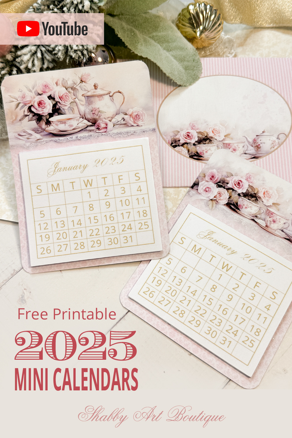 Simply Christmas: Free Printable 2025 Mini Calendars - Shabby Art in 2025 Mini Calendar Printable