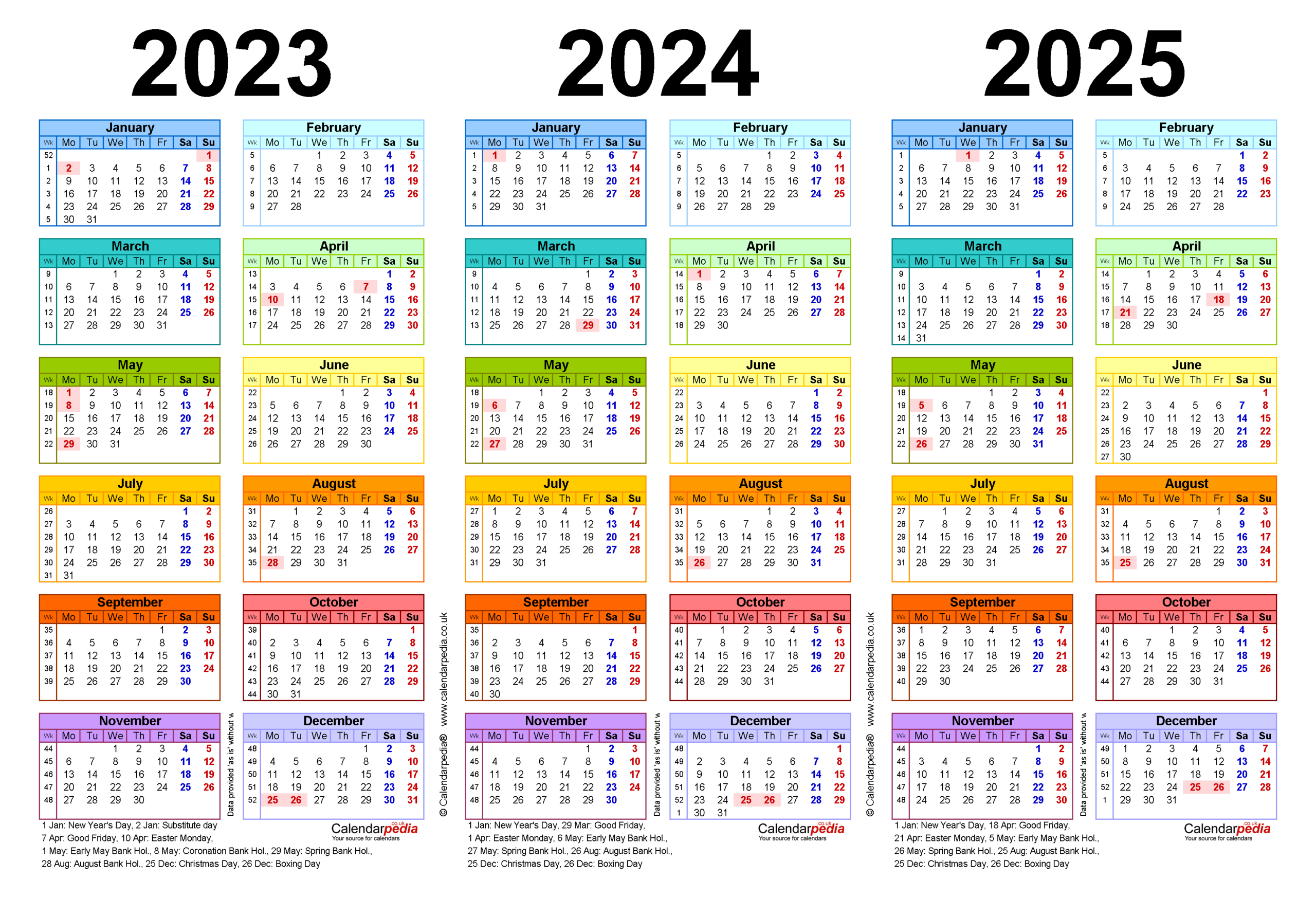 Three Year Calendars For 2023, 2024 &amp; 2025 (Uk) For Pdf for Printable 3 Year Calendar 2023 To 2025