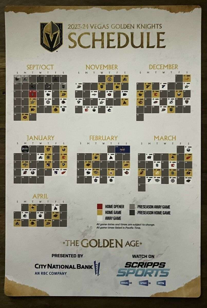 Vegas Golden Knights 2023-2024 Magnetic Schedule | Ebay pertaining to Vegas Golden Knights Printable Schedule Calendar 2025