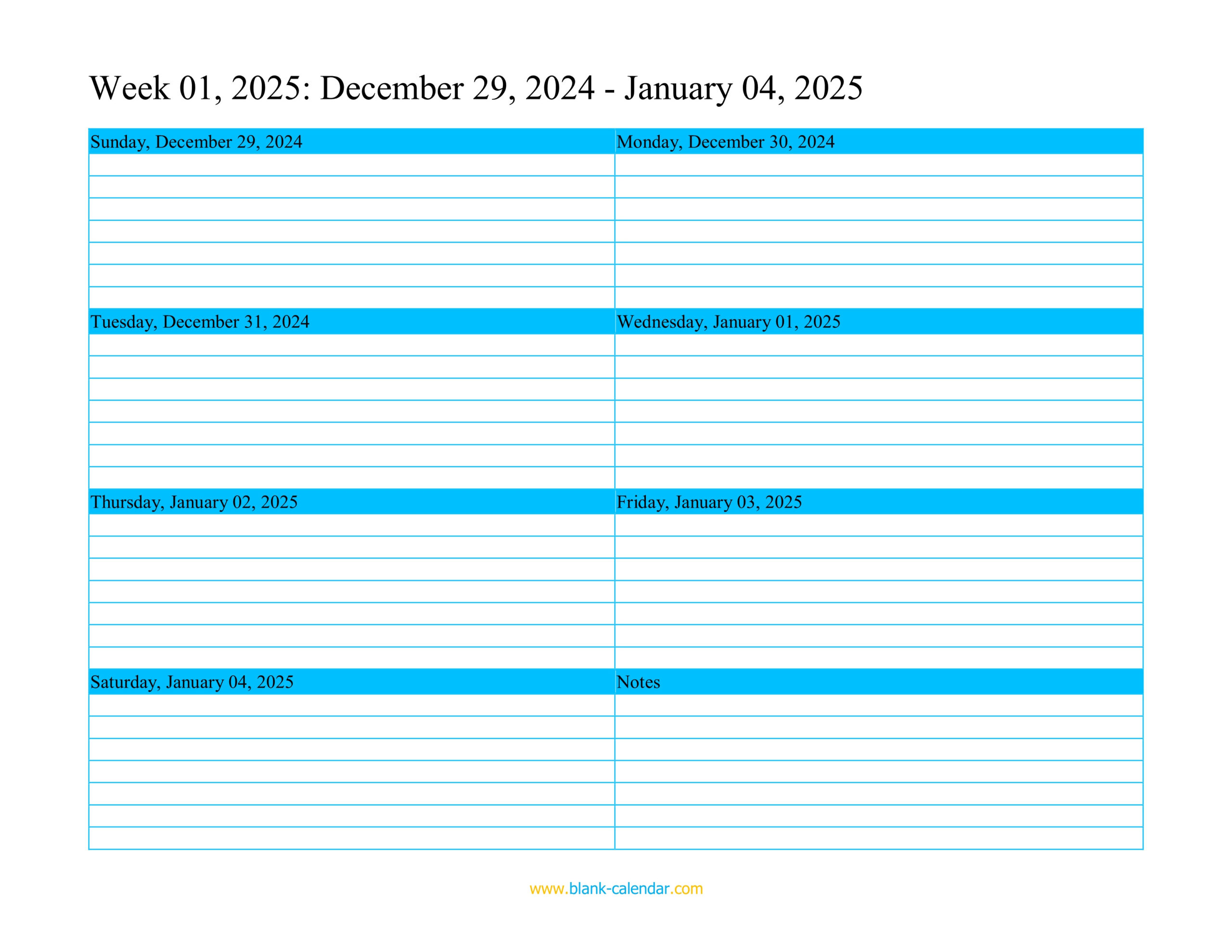 Weekly Calendar 2025 (Word, Excel, Pdf) regarding Printable 2025 Weekly Calendar