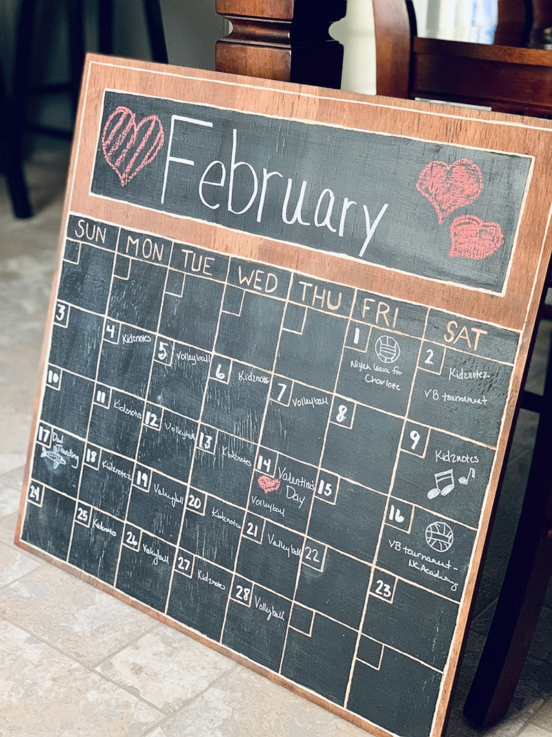 Diy Wood Wall Chalkboard Calendar For Keeping Your Family On Track within February 2025 Chalkboard Calendar Ideas