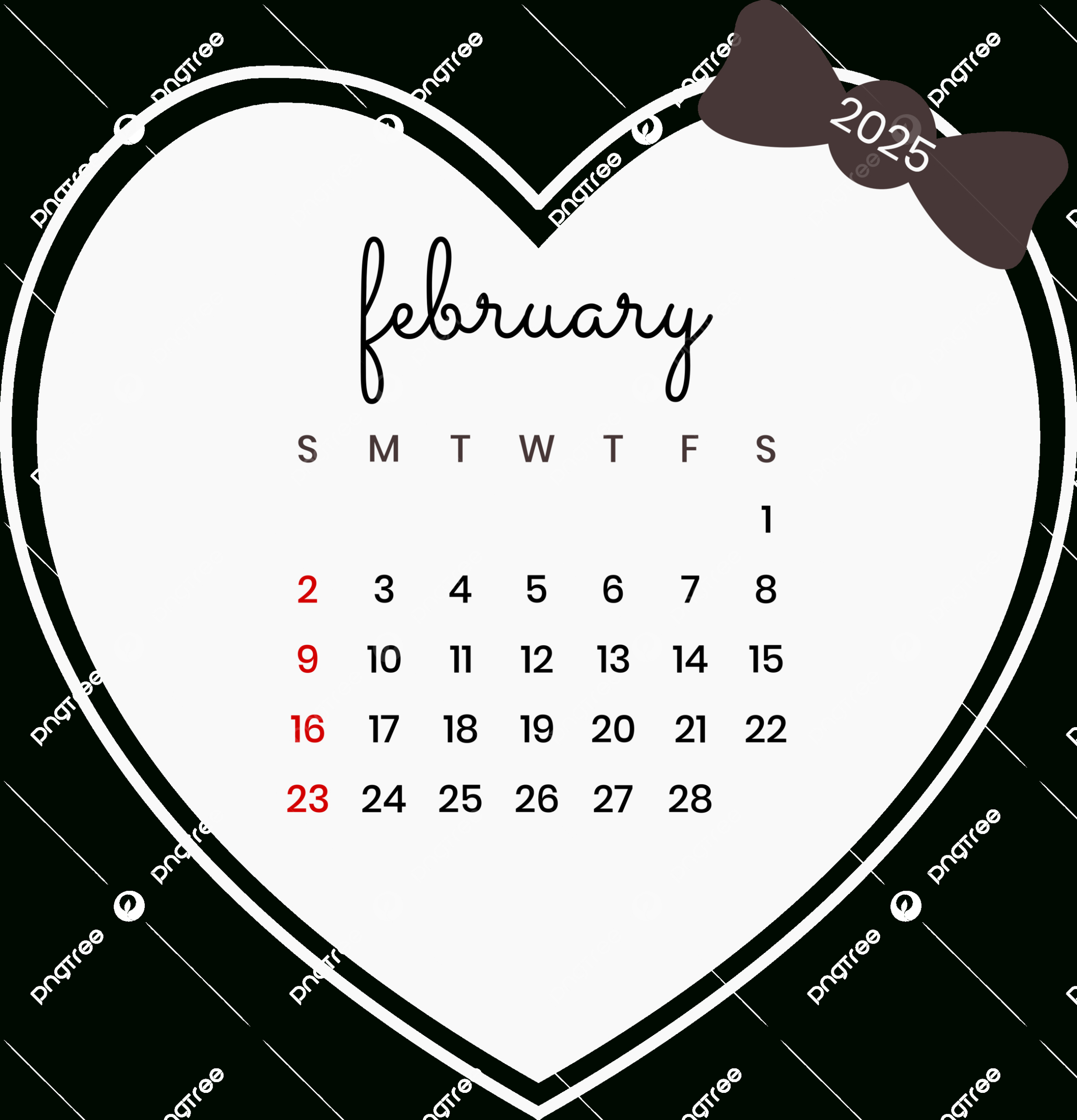 February 2025 Calendar Love Design Vector, February 2025, February in February 2025 Calendar Designs