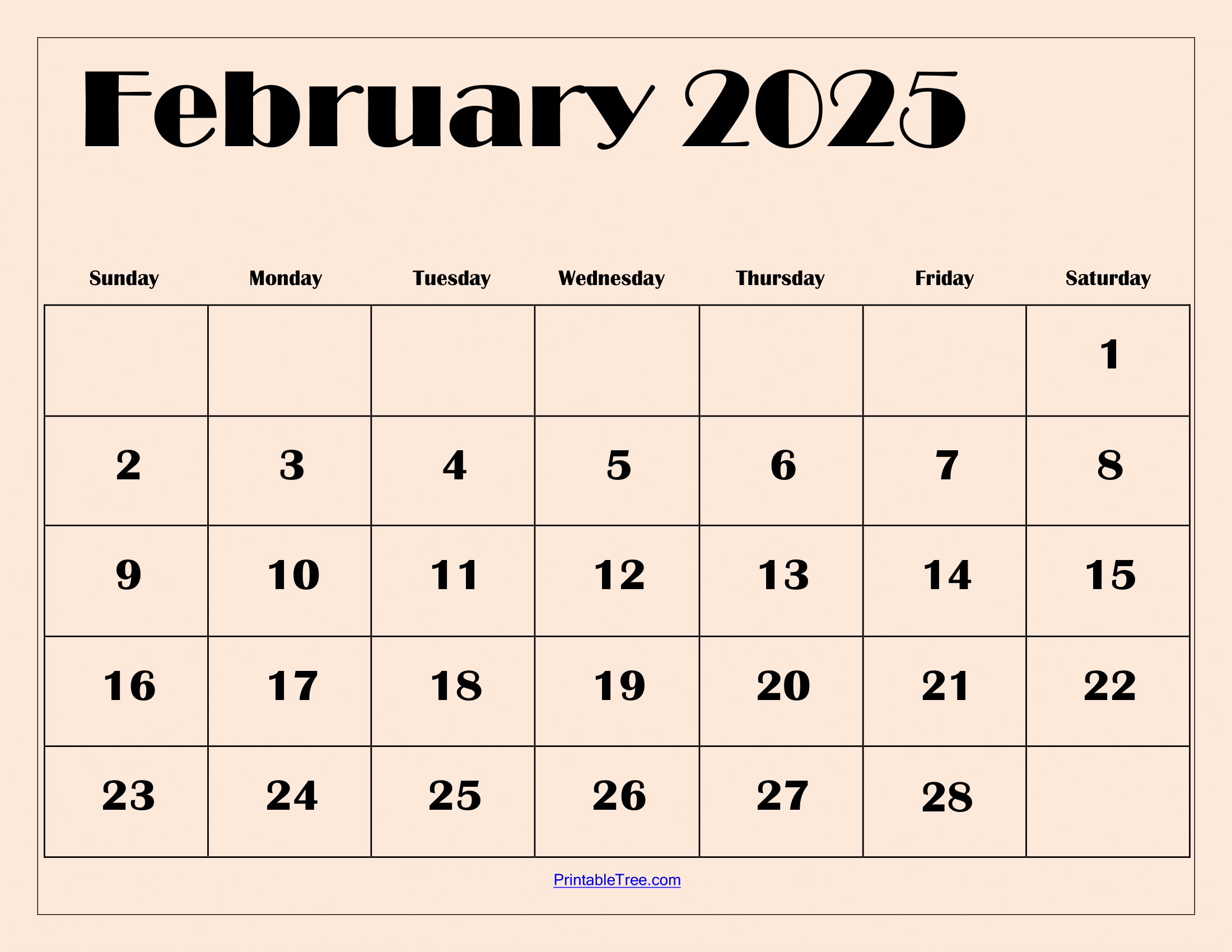 February 2025 Calendar Printable Pdf Template With Holidays for 2025 Calendar Of February