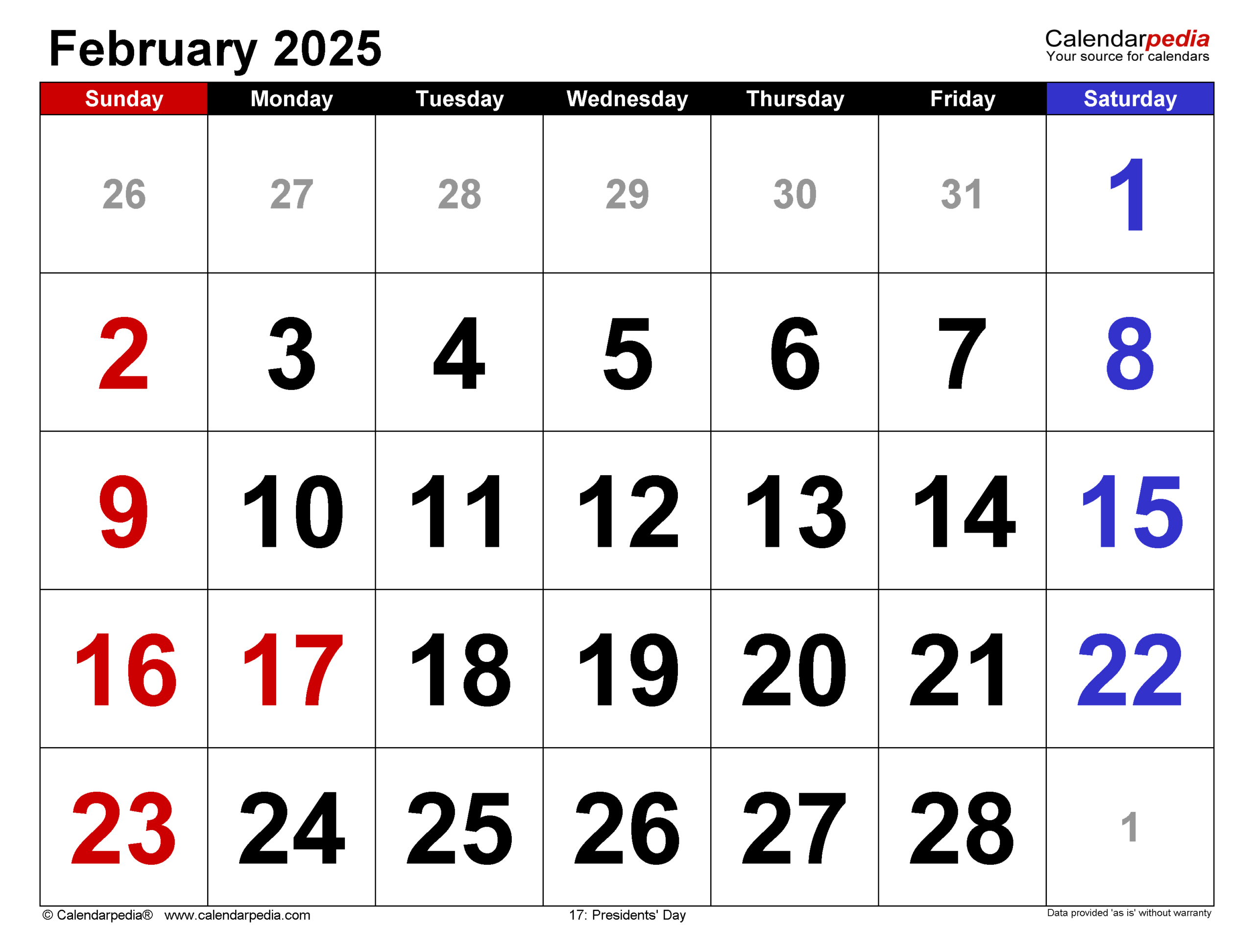 February 2025 Calendar | Templates For Word, Excel And Pdf for 2025 Calendar For February