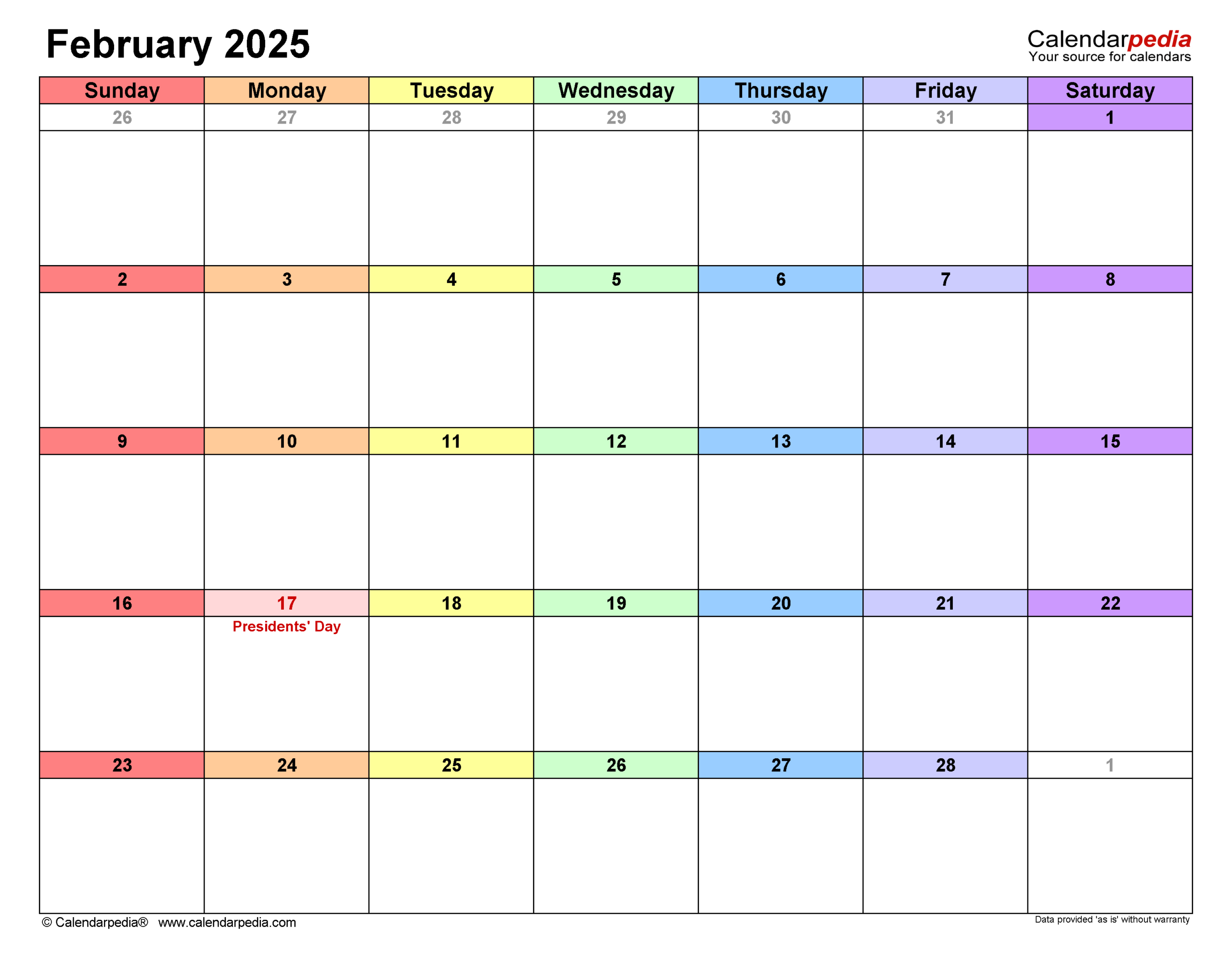 February 2025 Calendar | Templates For Word, Excel And Pdf for Editable Calendar February 2025